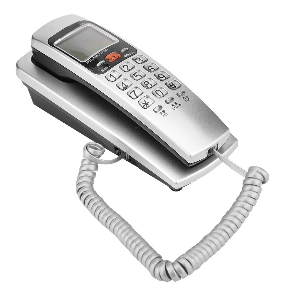 **Vintage Retro Corded Landline Telephone with Handset Support, DTMF Caller ID - Classic Wall Phone for Home & Office (Silver) - Perfect for Home, Office, and Emergency Use**