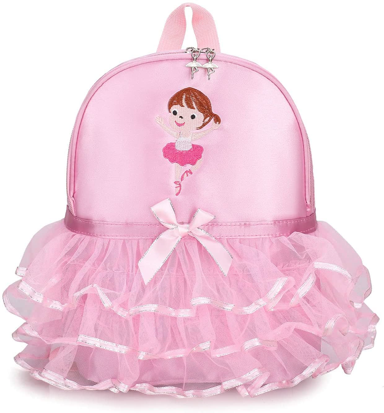 RZTA Ballet Dance Backpack for Girls - Pink Ballerina Duffel Bag with Tutu Dress & Lace Design - Perfect for Dance Class, School & Travel (B2 Pink)