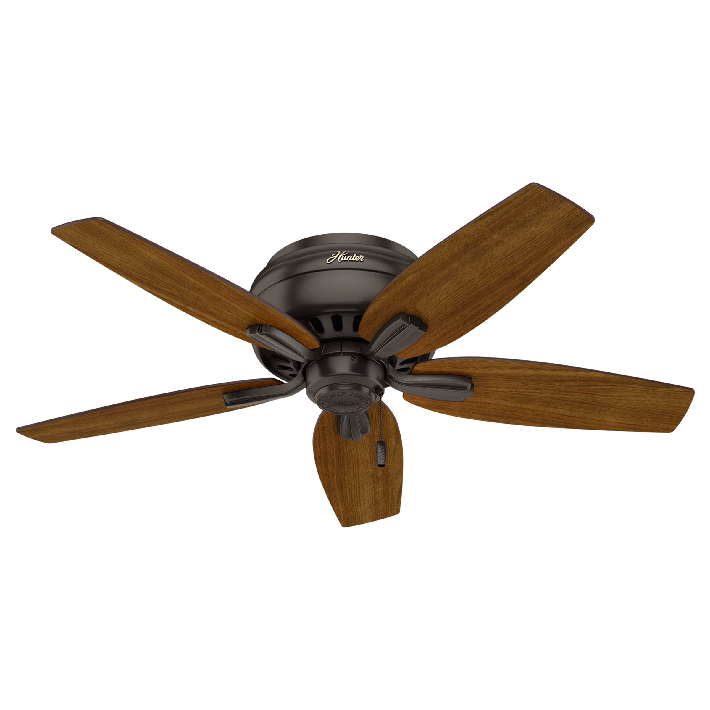 Hunter Fan Company 51081 42 Inch Newsome Premier Bronze Low Profile Ceiling Fan with LED Light Kit and Pull Chain - Perfect for Bedrooms, Living Rooms, and Indoor Spaces