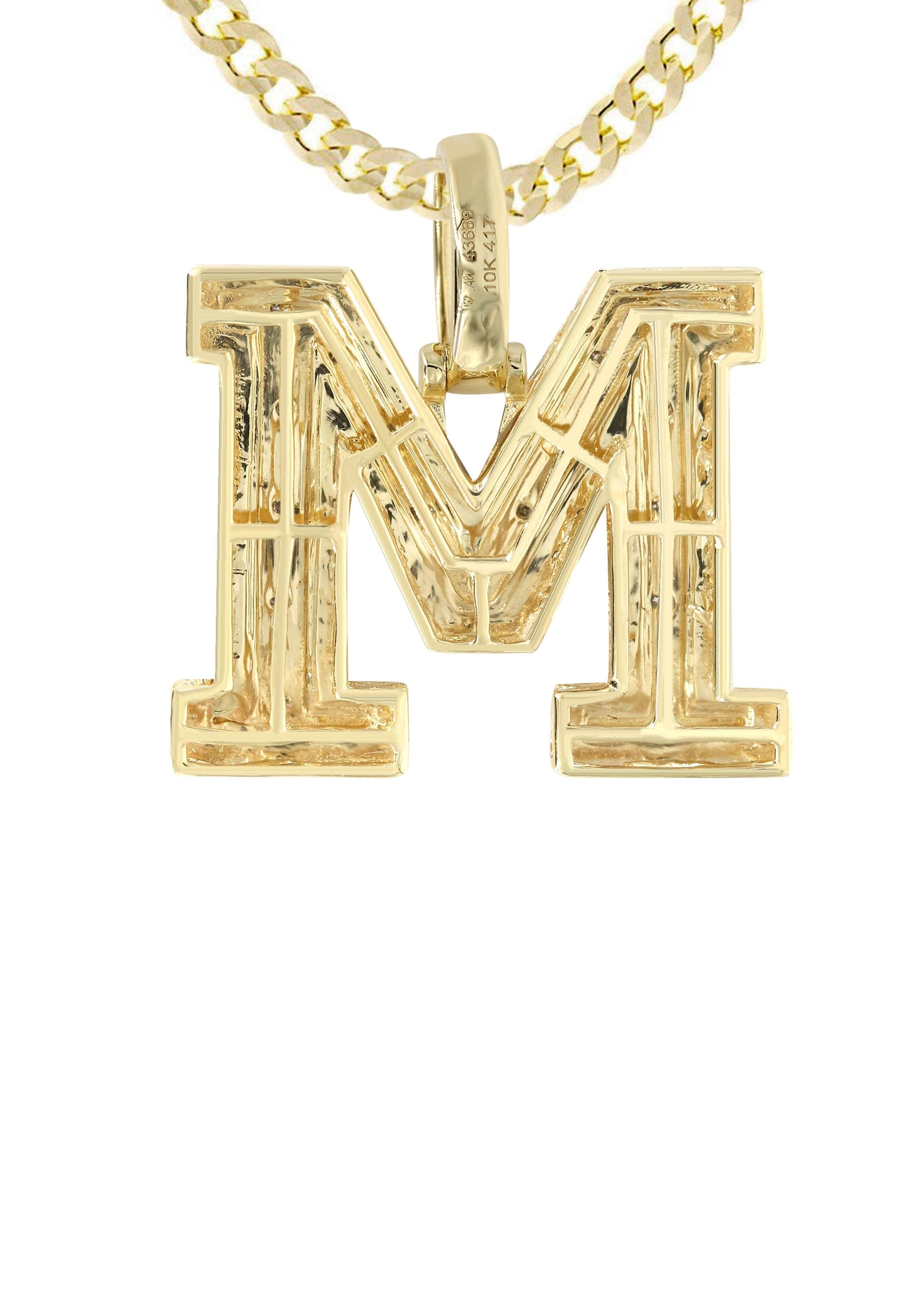 10K Yellow Gold Diamond Letter M Necklace for Women - 16.7 Grams | Elegant Initial Jewelry Gift for Birthday, Anniversary & Valentine's Day
