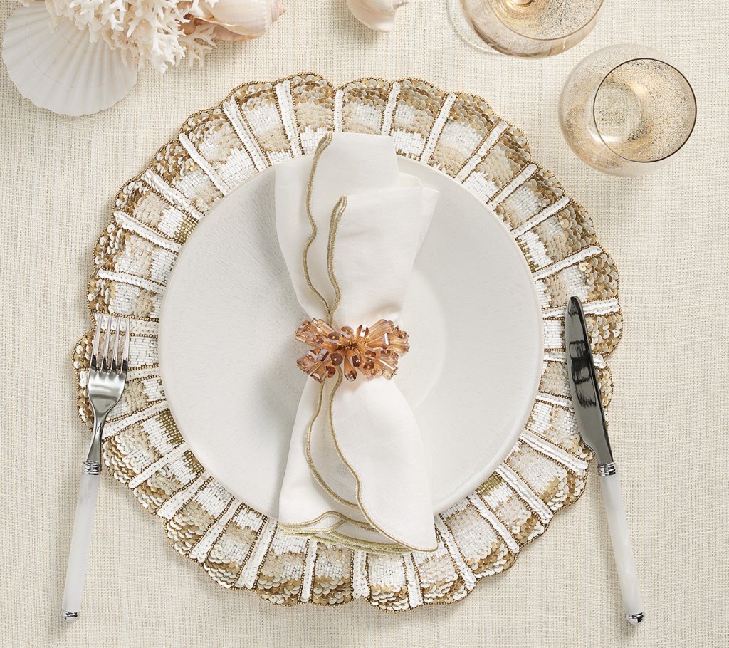 Champagne & Gold Nautilus Placemat Set of 2 - Elegant Table Decor for Dining, Parties & Home Decor