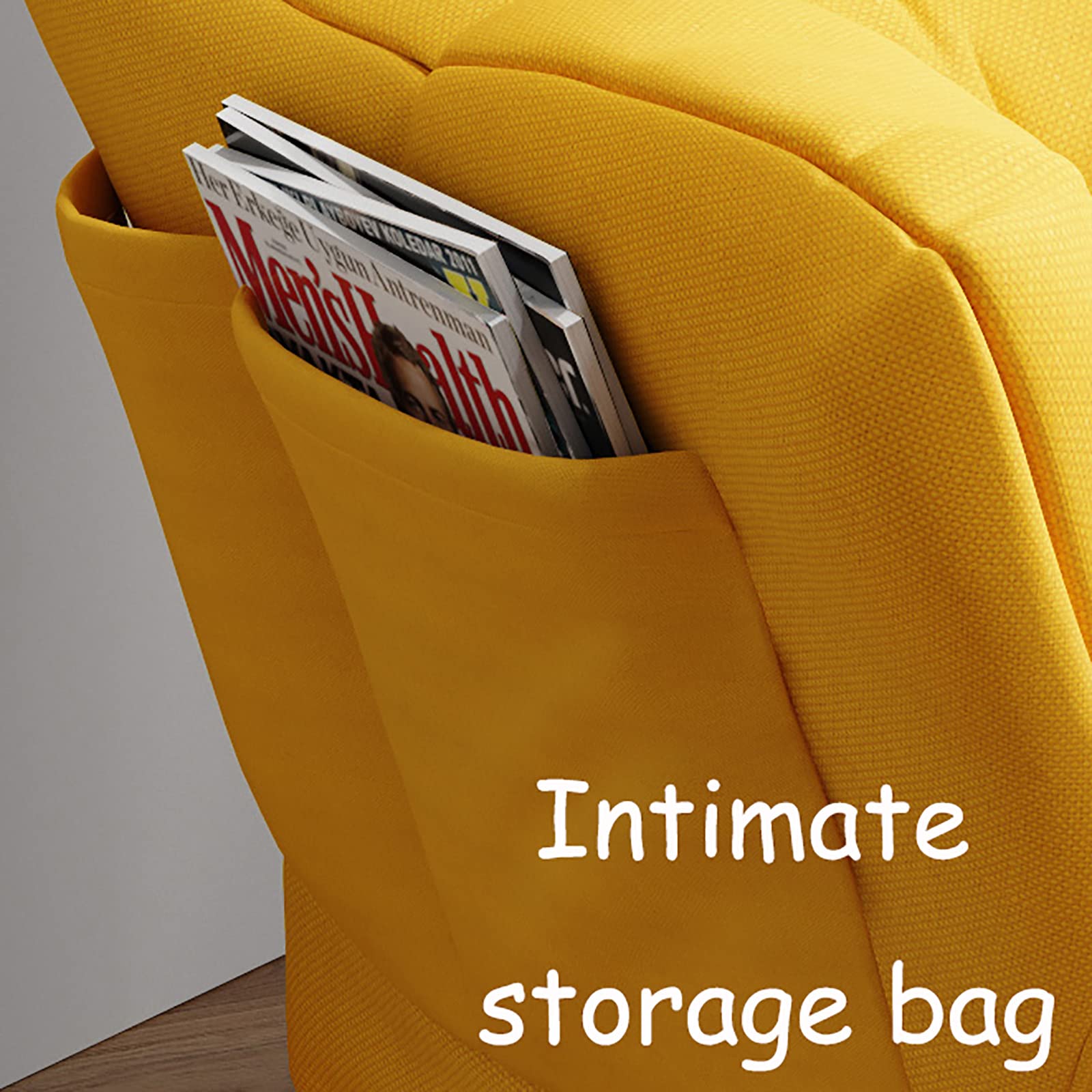 Modern Accent Chair for Living Room - Extra-Thick Upholstered Lounge Sofa Chair with Side Pocket, Cotton Linen Fabric, White - Perfect for Home Decor, Reading Nook & Small Space Furniture