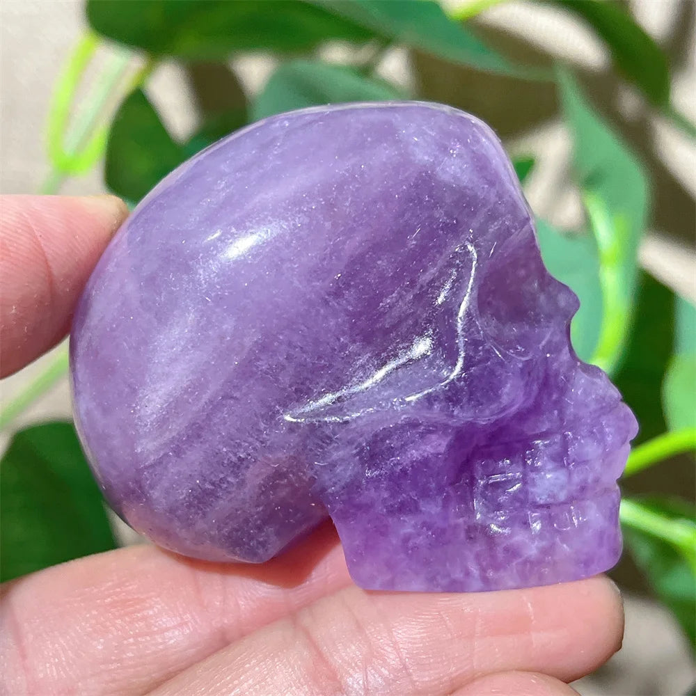 Natural Green and Purple Fluorite Crystal Skull Carving - Healing Stone, Quartz Mineral Gemstone for Spiritual Crafts, Home Decor, Meditation & Energy Work