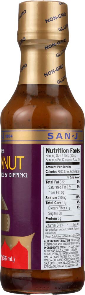 San-J Thai Peanut Cooking Sauce - 12 Pack (10 Oz Each) | Gluten-Free Stir Fry Sauce for Chicken, Noodles & Vegetables | Perfect for Asian Cuisine & Meal Prep