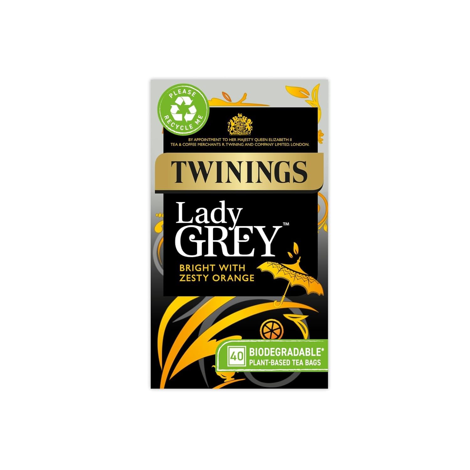 Twinings Lady Grey Tea Bags - 40 Count | Premium Black Tea with Citrus & Bergamot | Perfect for Afternoon Tea, Gifts & Relaxation
