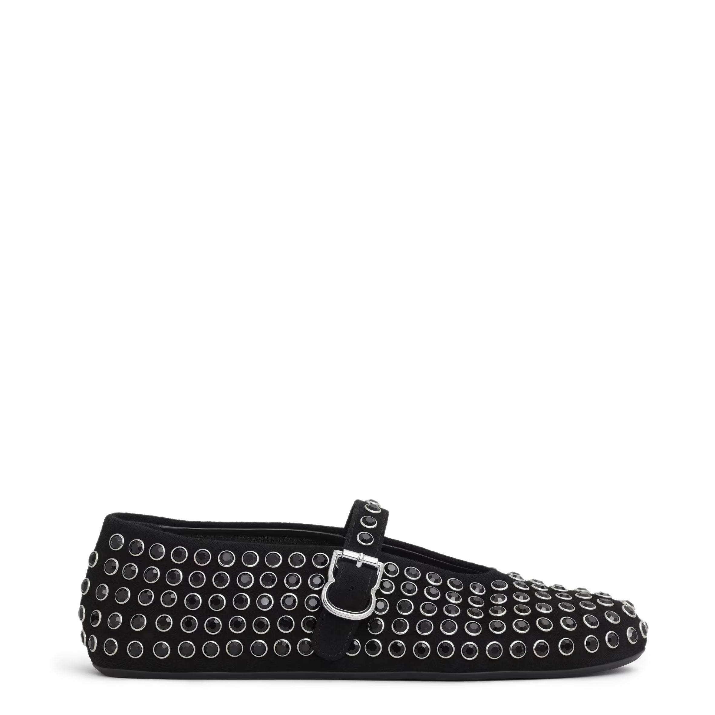 Elegant Black Strass Suede Ballet Flats for Women - Comfortable Dress Shoes for Work, Party & Everyday Wear