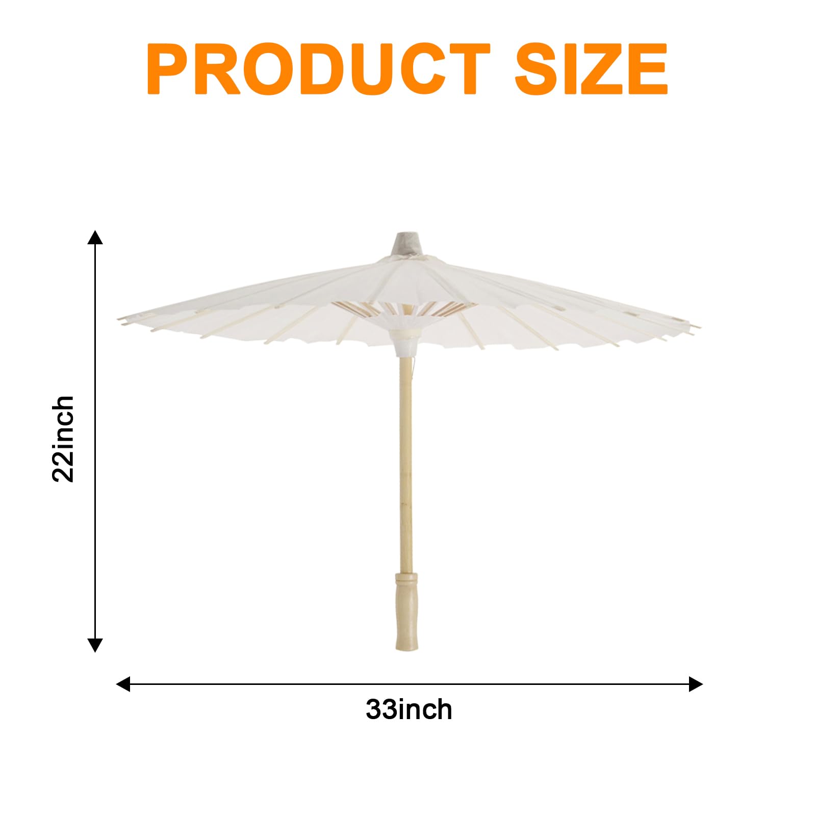 24 Pack 33 Inch White Chinese Paper Umbrellas - Handmade Oil Paper Parasols for DIY Painting, Wedding Decor, Bridal Shower, Party Backdrop & Photo Props | Perfect for Asian-Themed Events, Garden Parties & Home Decoration