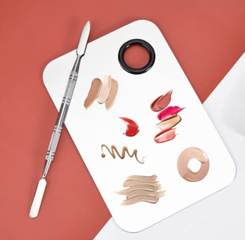 COSLUXE Professional 2-Piece Cosmetic Mixing Palette Set with Spatula - Makeup Artist Tool for Foundation, Eyeshadow & Nail Art - Mini Ring Palette for Beauty Salon & Home Makeup Application (SET-A)