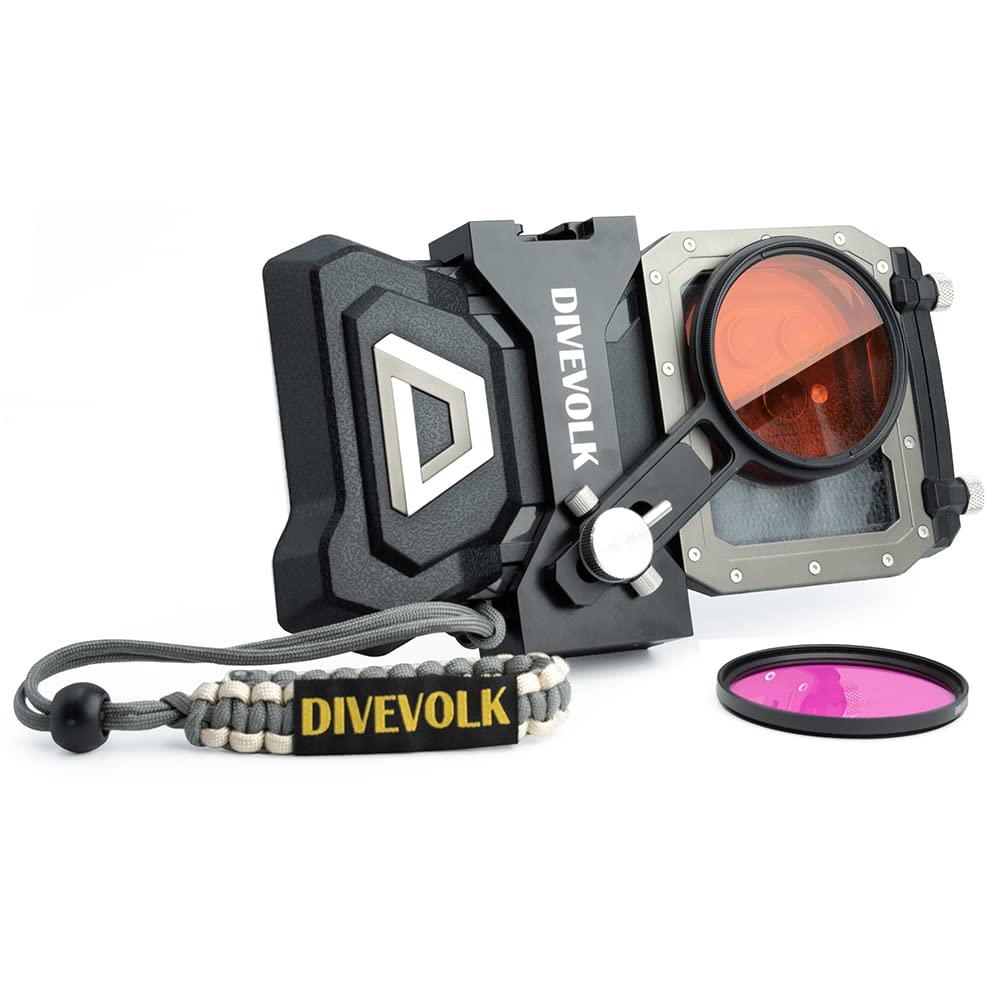 DIVEVOLK SeaTouch 4 MAX Red & Purple Underwater Filter Kit - Waterproof Phone Case for iPhone 12/13/14/15 Pro Max Series - Perfect for Scuba Diving, Snorkeling & Underwater Photography