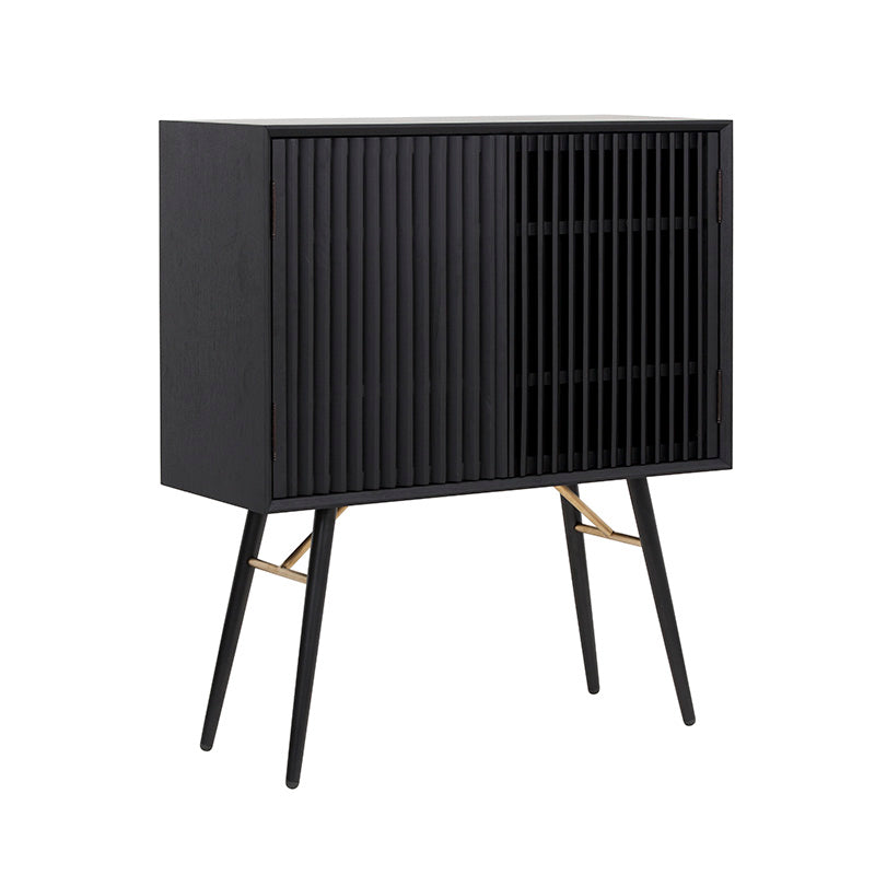 ASLOG 90cm Tall Sideboard Cabinet - Modern Black Storage Buffet for Dining Room, Living Room & Entryway - Perfect for Organizing Dishes, Linens & Home Decor