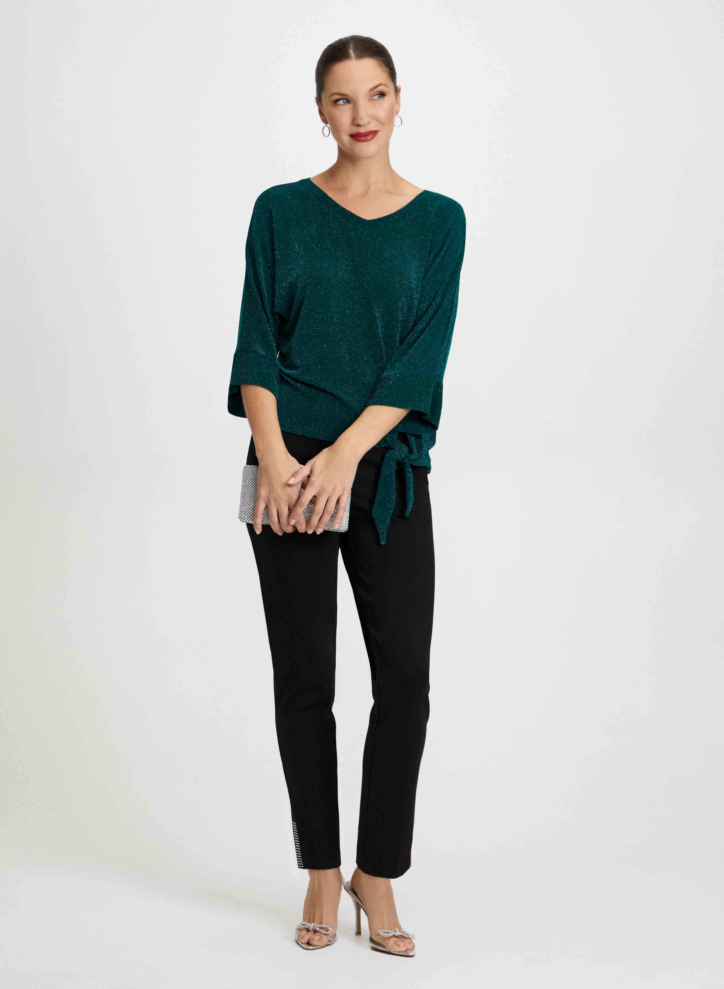 Stylish City Fit Pants & Tie Detail Top for Women - Trendy Office Wear & Casual Outfits - Perfect for Work, Business Meetings & Everyday Fashion