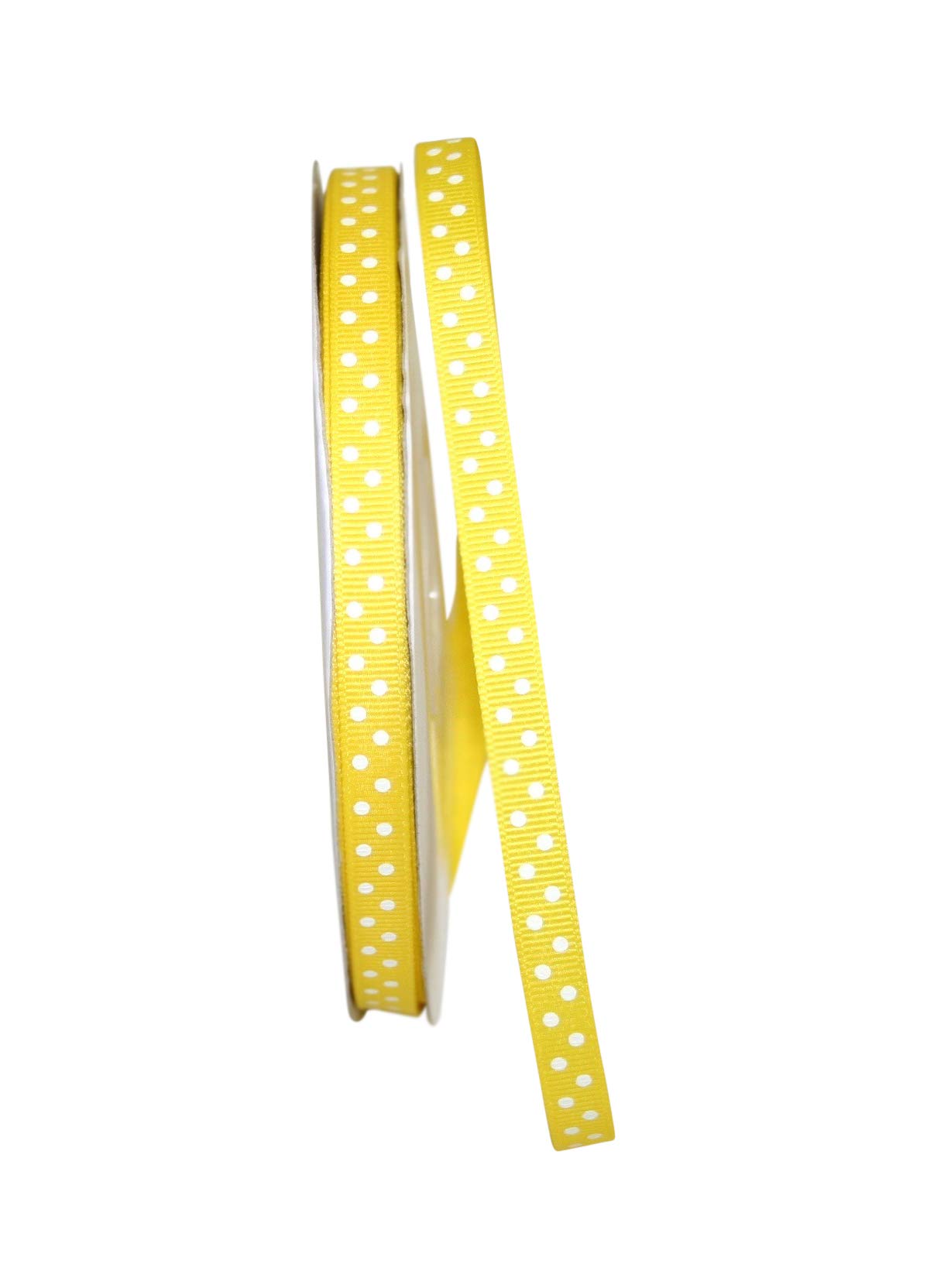 Reliant 3/8 Inch x 50 Yards Grosgrain Confetti Dots Ribbon - Lemon Yellow | Perfect for Gift Wrapping, DIY Crafts, Party Decorations & Scrapbooking