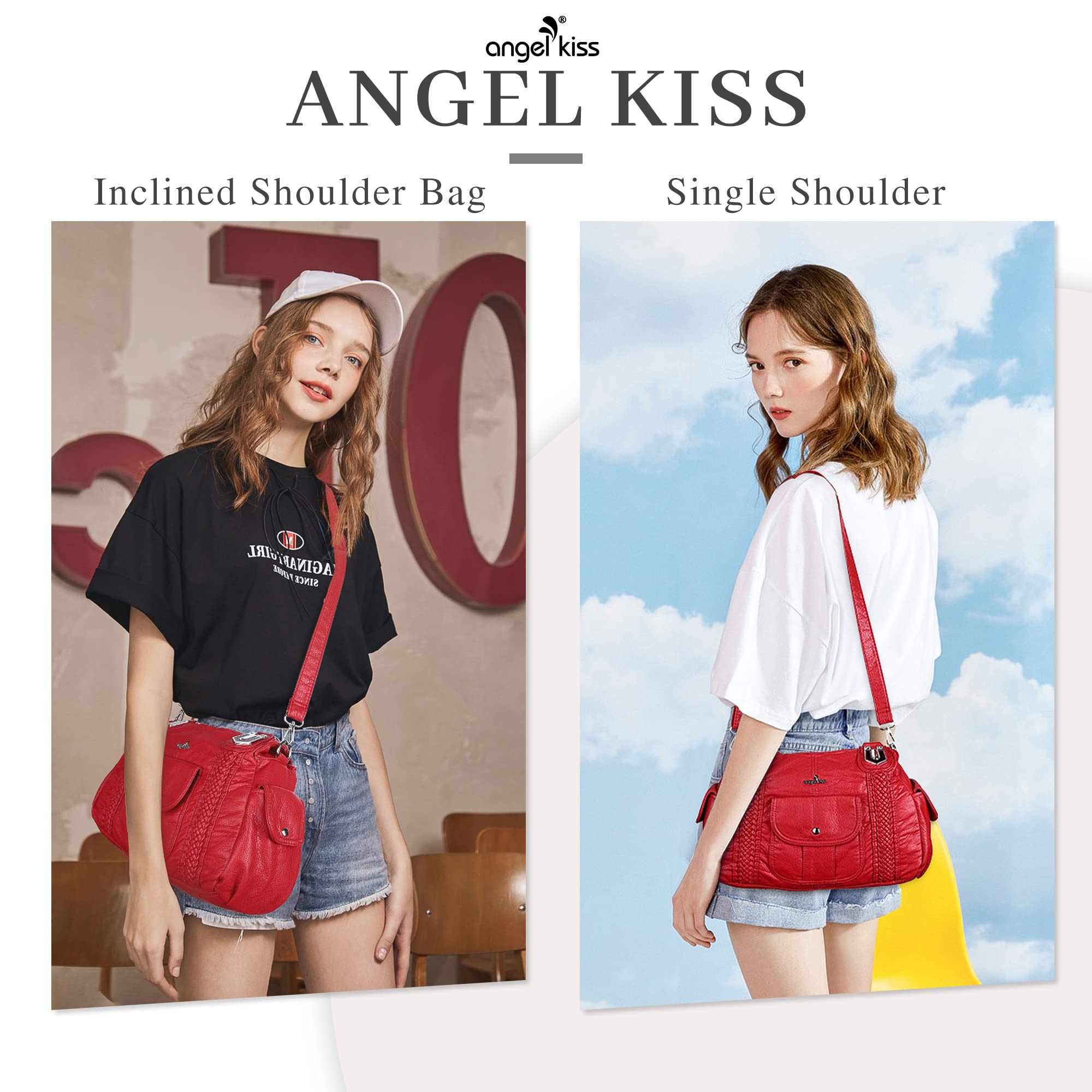 Angelkiss Women's Vegan Leather Crossbody Bag - Stylish Hobo Satchel Shoulder Tote Purse for Work, Travel & Everyday Use