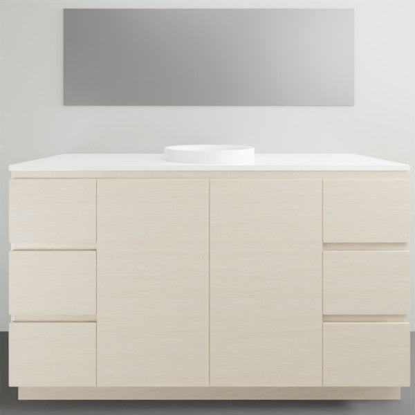 ADP Glacier Lite Door and Drawer Trio Vanity with Solid Surface Top - Modern Bathroom Vanity Set with Storage for Small Spaces, Perfect for Apartments and Powder Rooms