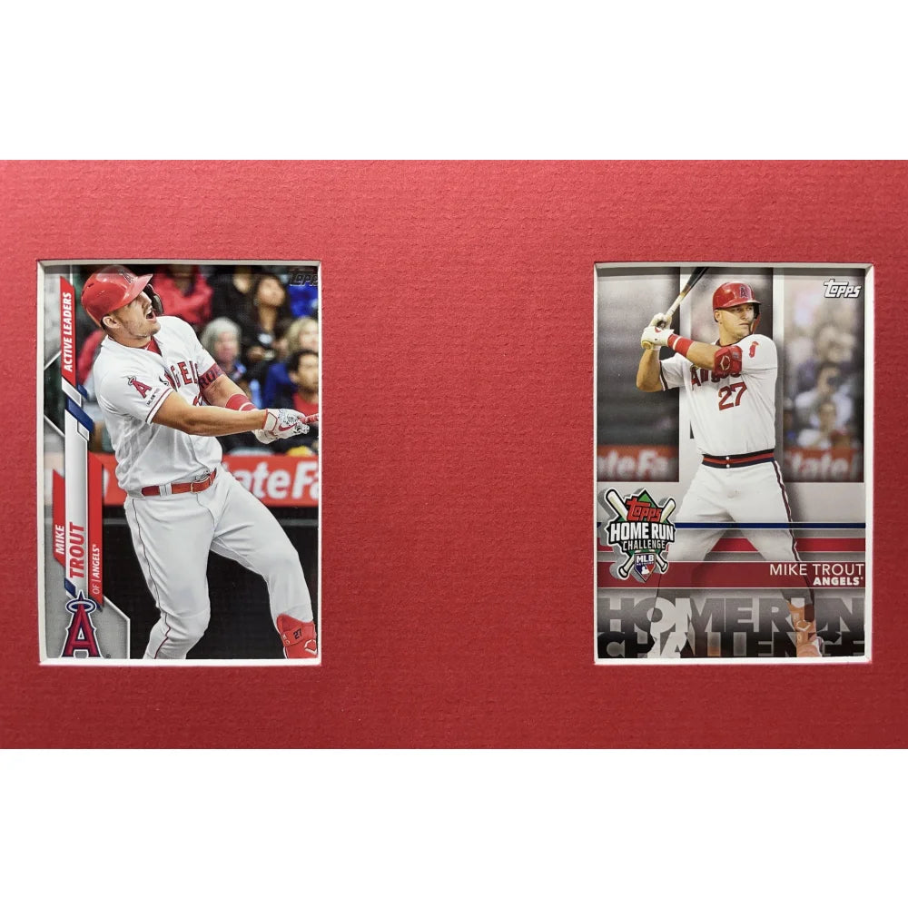 Mike Trout Framed 10 Baseball Card Collage Lot - Los Angeles Angels MLB Memorabilia - Perfect for Sports Fans, Collectors & Home Office Decor