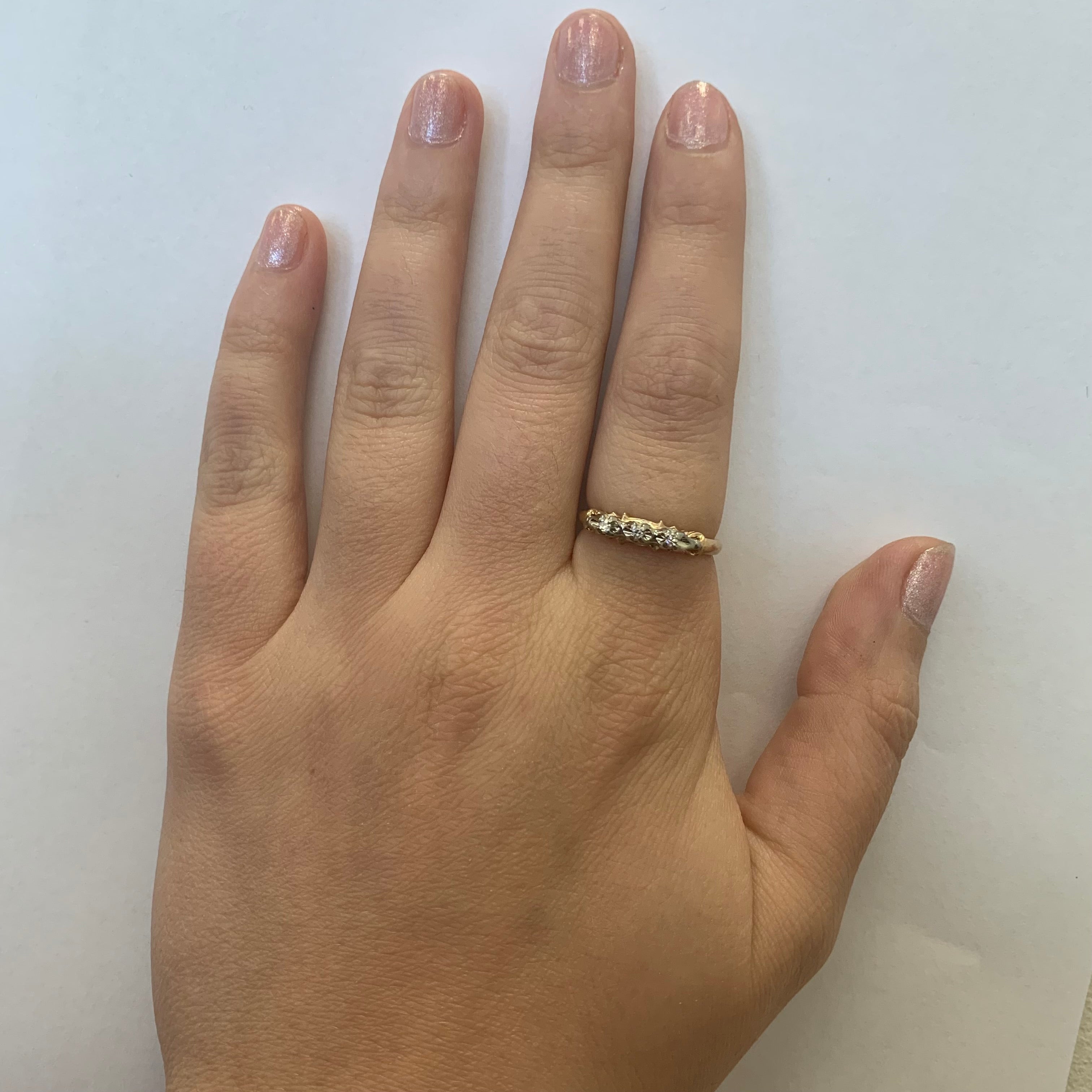 0.03ctw Three Stone Diamond Ring - Size 8.75 - Elegant Wedding Band, Anniversary Gift for Her - Perfect for Engagements, Proposals & Special Occasions