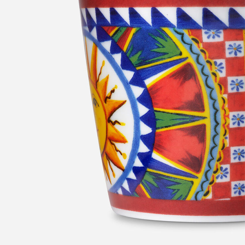 Dolce & Gabbana Casa Carretto Sole Ceramic Coffee Mug - Italian Designer Cup for Espresso, Tea & Hot Drinks - Perfect for Home, Office & Gift Giving
