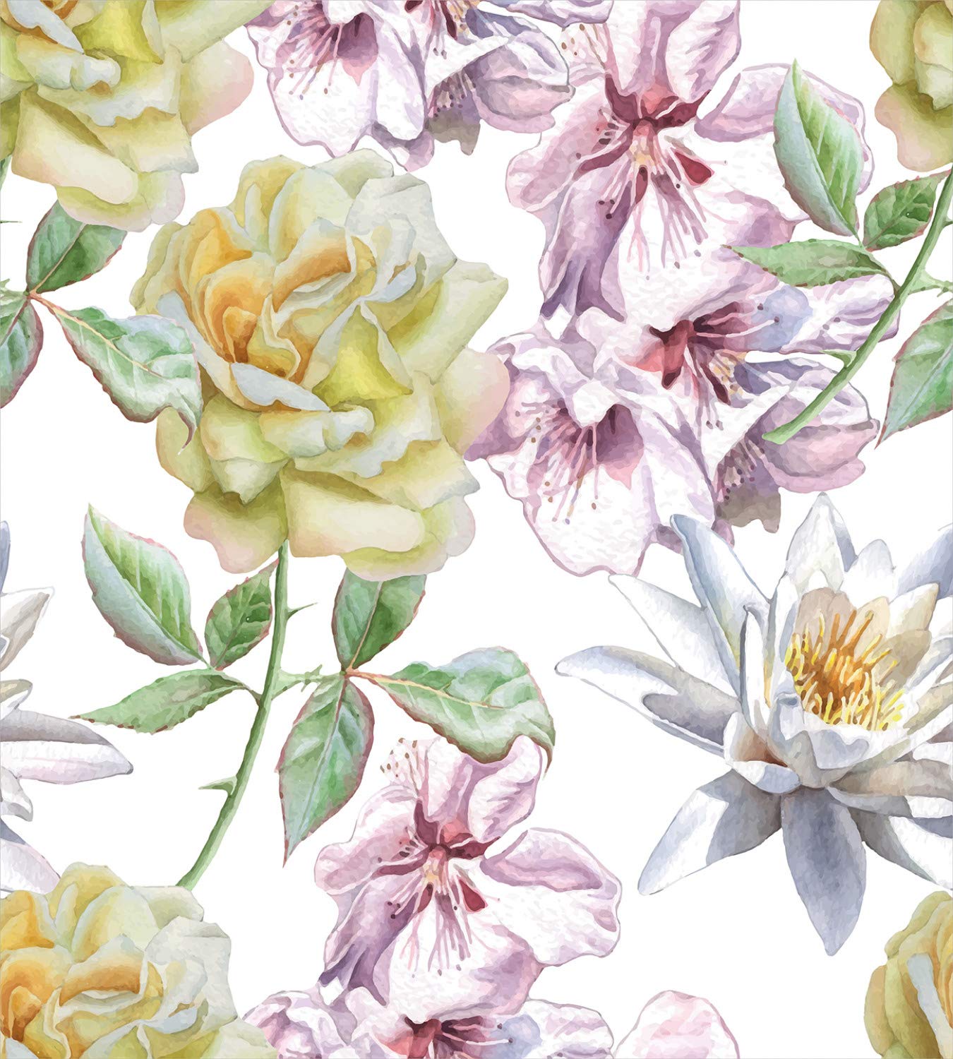 Ambesonne Floral Duvet Cover Set King Size - Romantic Rose Petals Sakura Lily Flowers Design, 2 Pack Bedding Set with 2 Duvet Covers & 4 Pillowcases in Fern Green & Pale Pink - Perfect for Master Bedroom, Guest Room, and Spring Home Decor