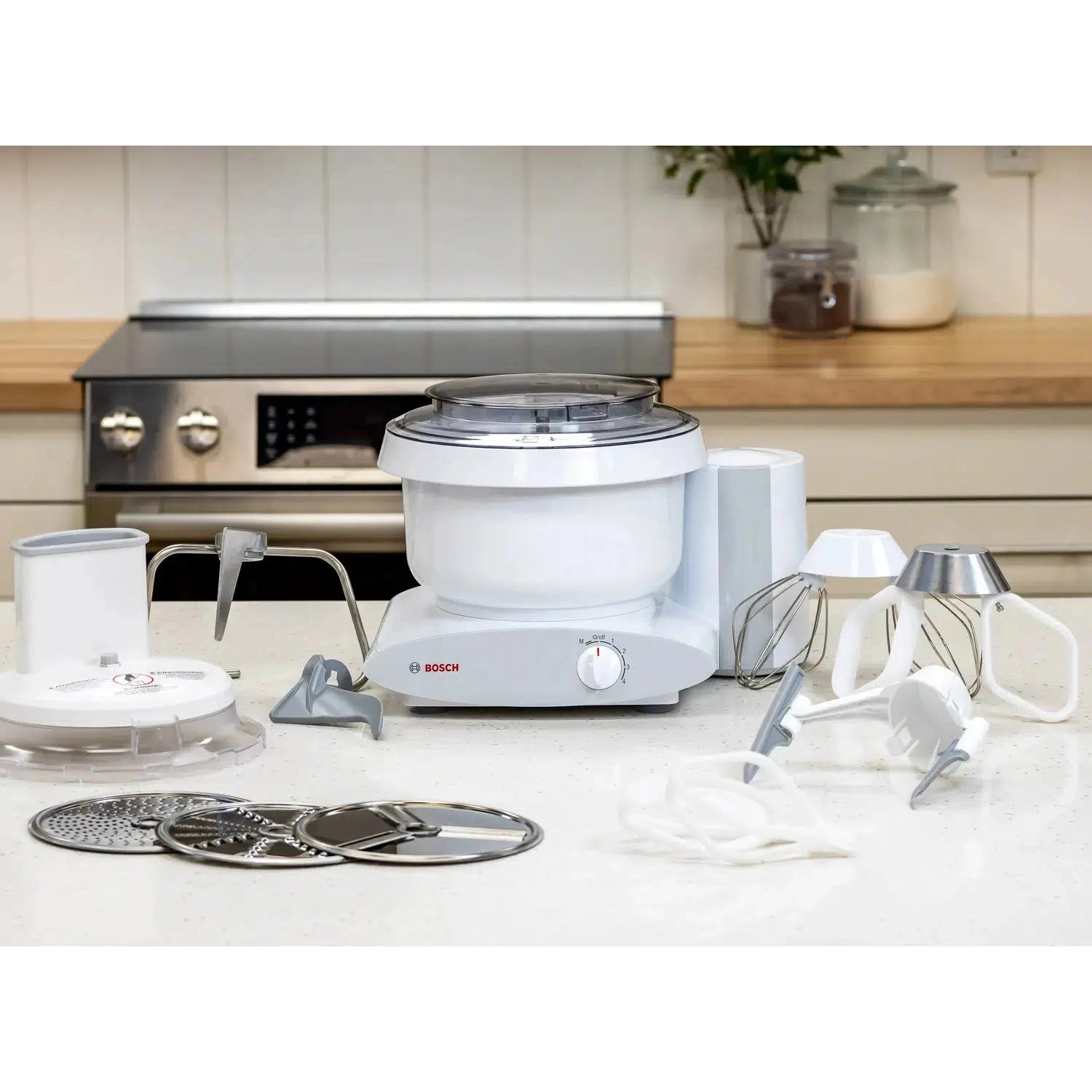 Bosch Universal Plus Stand Mixer Deluxe Bundle - 5.5 Qt. Tilt-Head Kitchen Mixer with 3 Attachments - Perfect for Baking, Whipping & Kneading Dough at Home