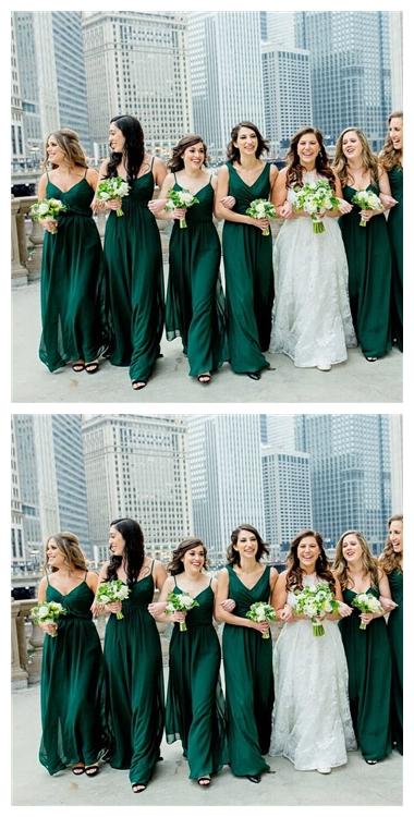 Emerald Green Chiffon Bridesmaid Dresses - Elegant Mismatched Styles for Wedding Parties | WG631 | Perfect for Formal Events, Bridal Showers & Special Occasions