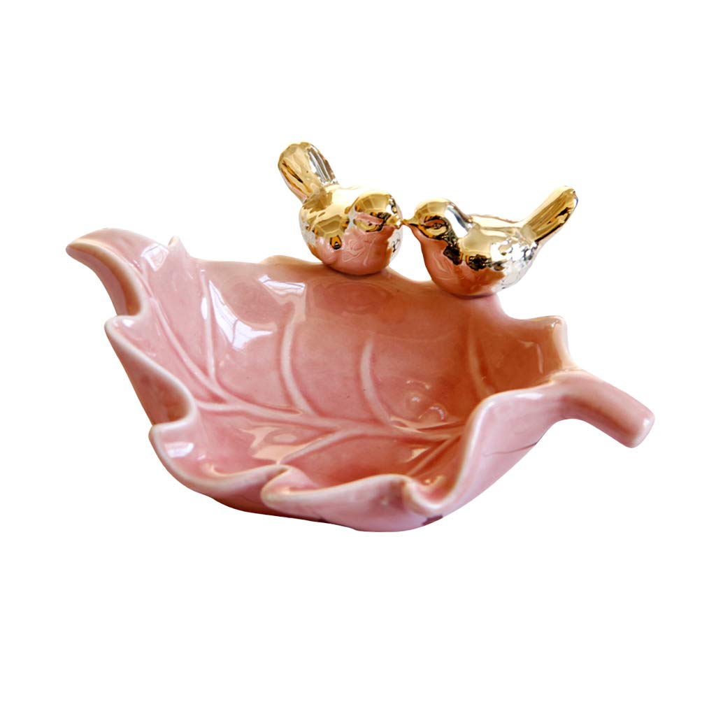 YUDEWSE Ceramic Leaf-Shaped Ring Dish - Elegant Jewelry Organizer for Rings, Earrings & Small Accessories | Perfect for Home Decor, Wedding, Birthday & Christmas Gifts | Great for Vanity, Dresser & Bathroom Storage