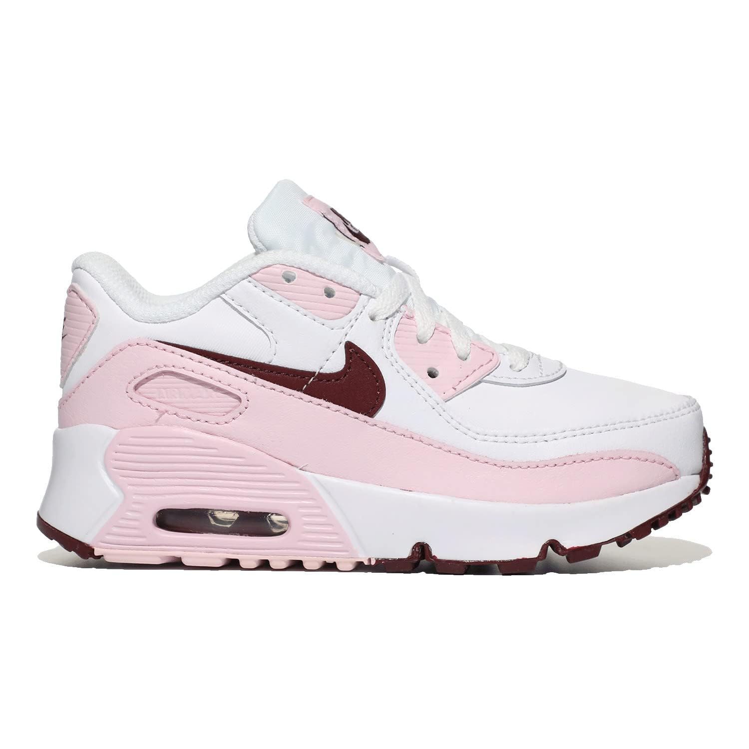 Nike Air Max 90 LTR Infant/Toddler Sneakers - White/Dark Beetroot/Pink Foam - Size 4 Toddler M - Comfortable Baby Boys Shoes for Walking & Playtime