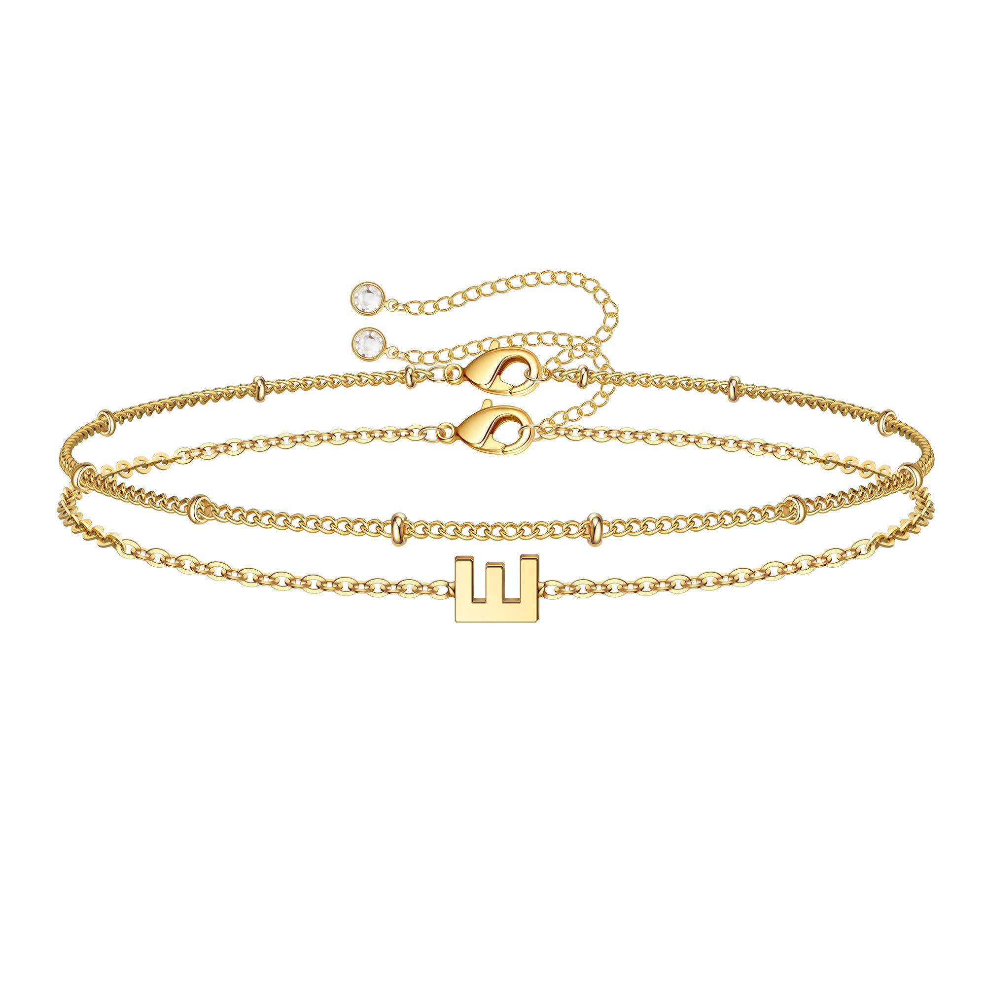 Personalized Initial Bracelets for Women - Layered Letter Charm Bracelet A-Z in Gold, Silver & Rose Gold | Dainty Jewelry for Birthday Gifts | Perfect for Everyday Wear, Date Nights & Special Occasions