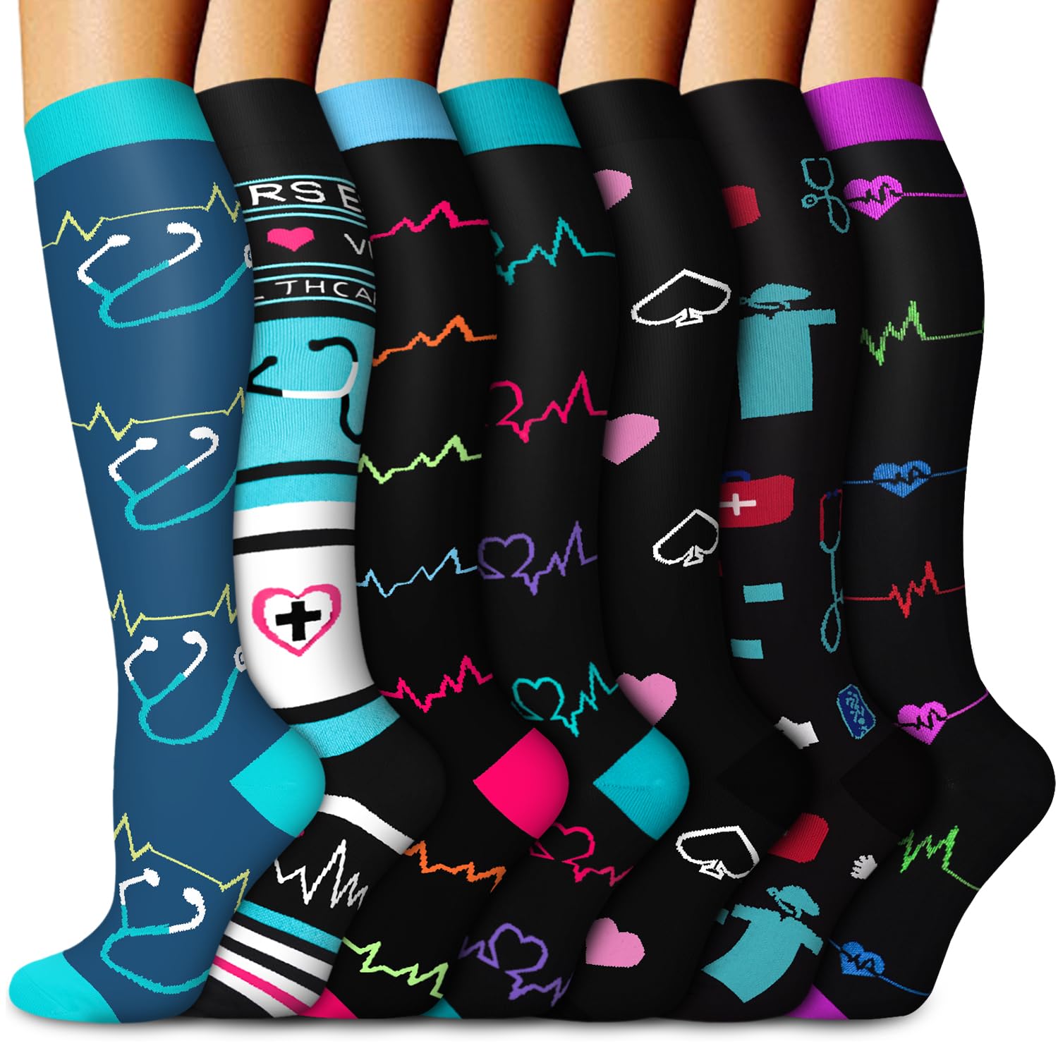 Aoliks Medical Compression Socks for Women & Men - Knee High Support Socks for Running, Nurses, Travel - Improve Circulation & Reduce Swelling - Perfect for Sports, Work & Long Flights