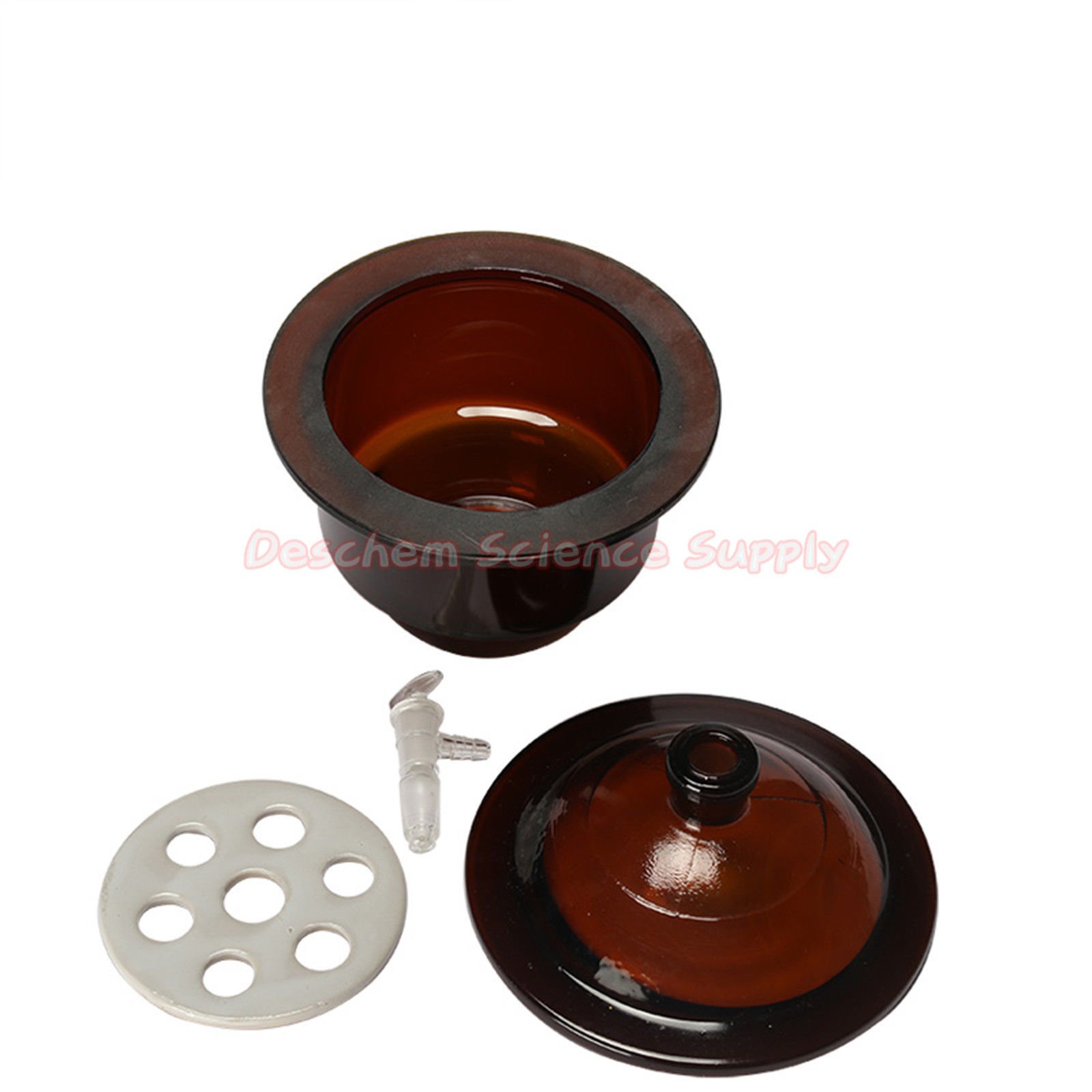 150mm Amber Glass Vacuum Desiccator Jar - 15cm Lab-Grade Drying Container with Airtight Valve Lid | Perfect for Laboratory, Chemical Storage & Moisture-Sensitive Materials