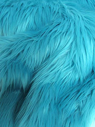 UV Reactive Solid Shaggy Faux Fur Fabric by The Yard - DIY Coats, Costumes, Scarves & Fashion Accessories (Turquoise) | Perfect for Rave Outfits, Cosplay & Home Decor