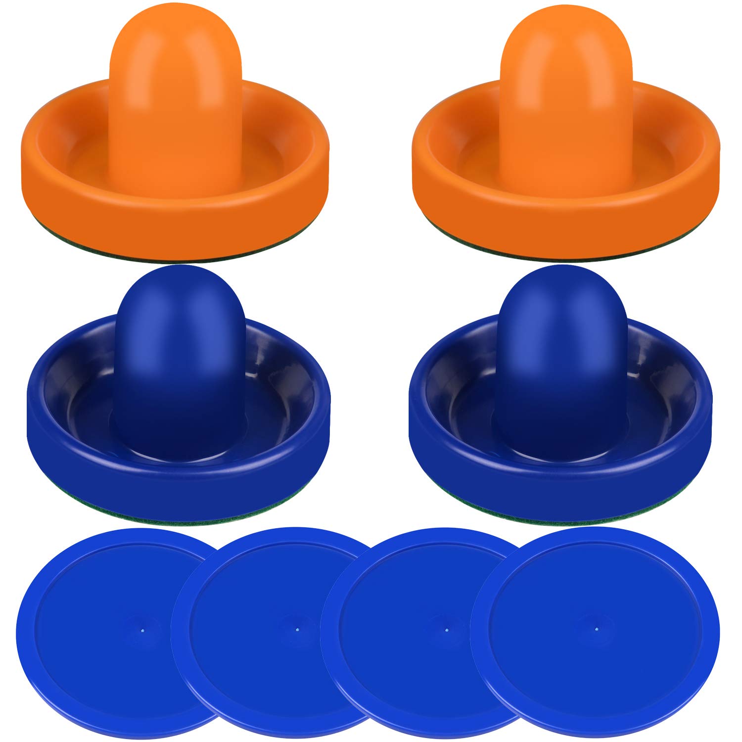 Air Hockey Pucks & Pushers Set - 4 Strikers & 4 Pucks for Game Tables - Perfect for Family Game Nights