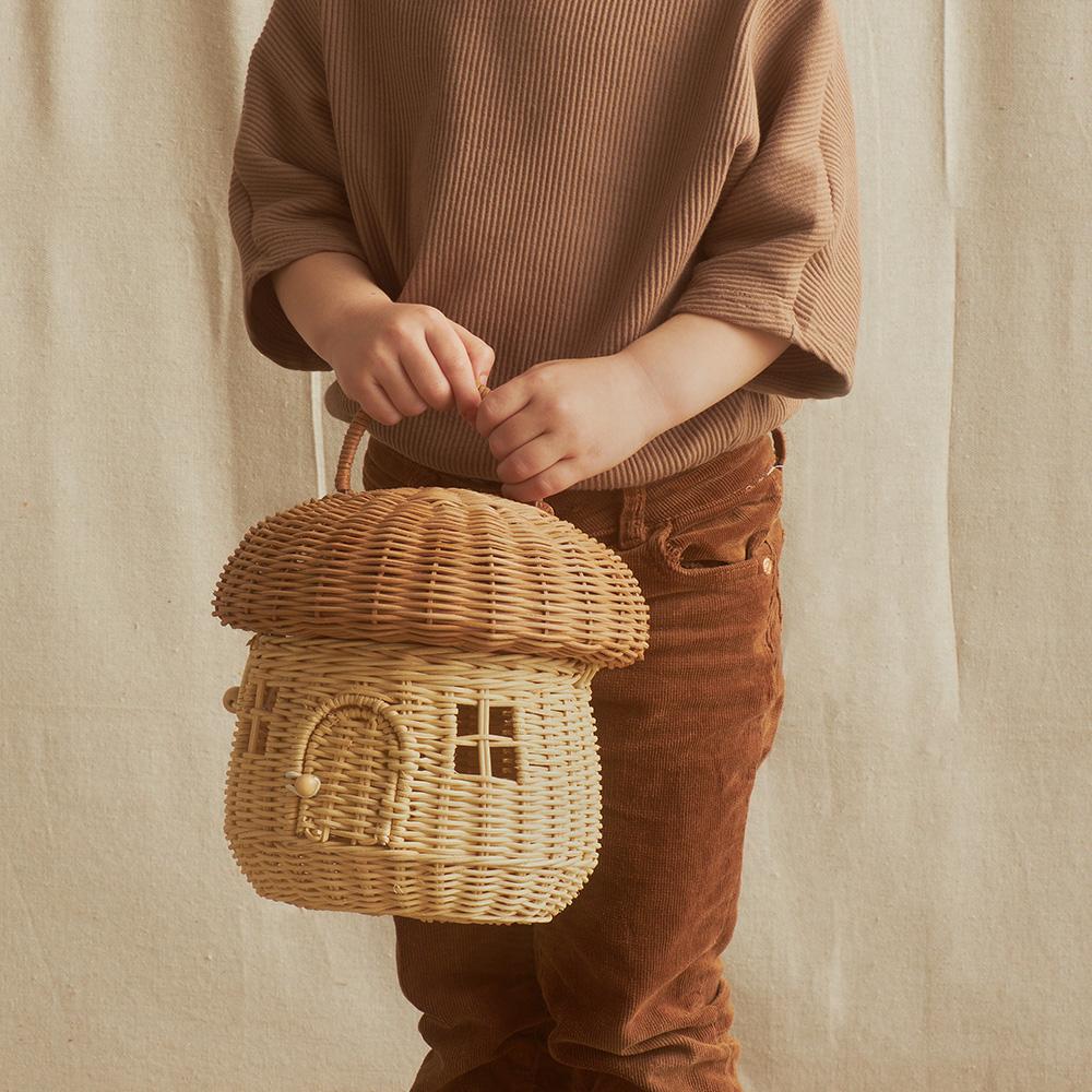Natural Rattan Mushroom Basket - Eco-Friendly Storage for Mushrooms, Fruits & Vegetables - Perfect for Farmhouse Kitchen & Farmers Market Use