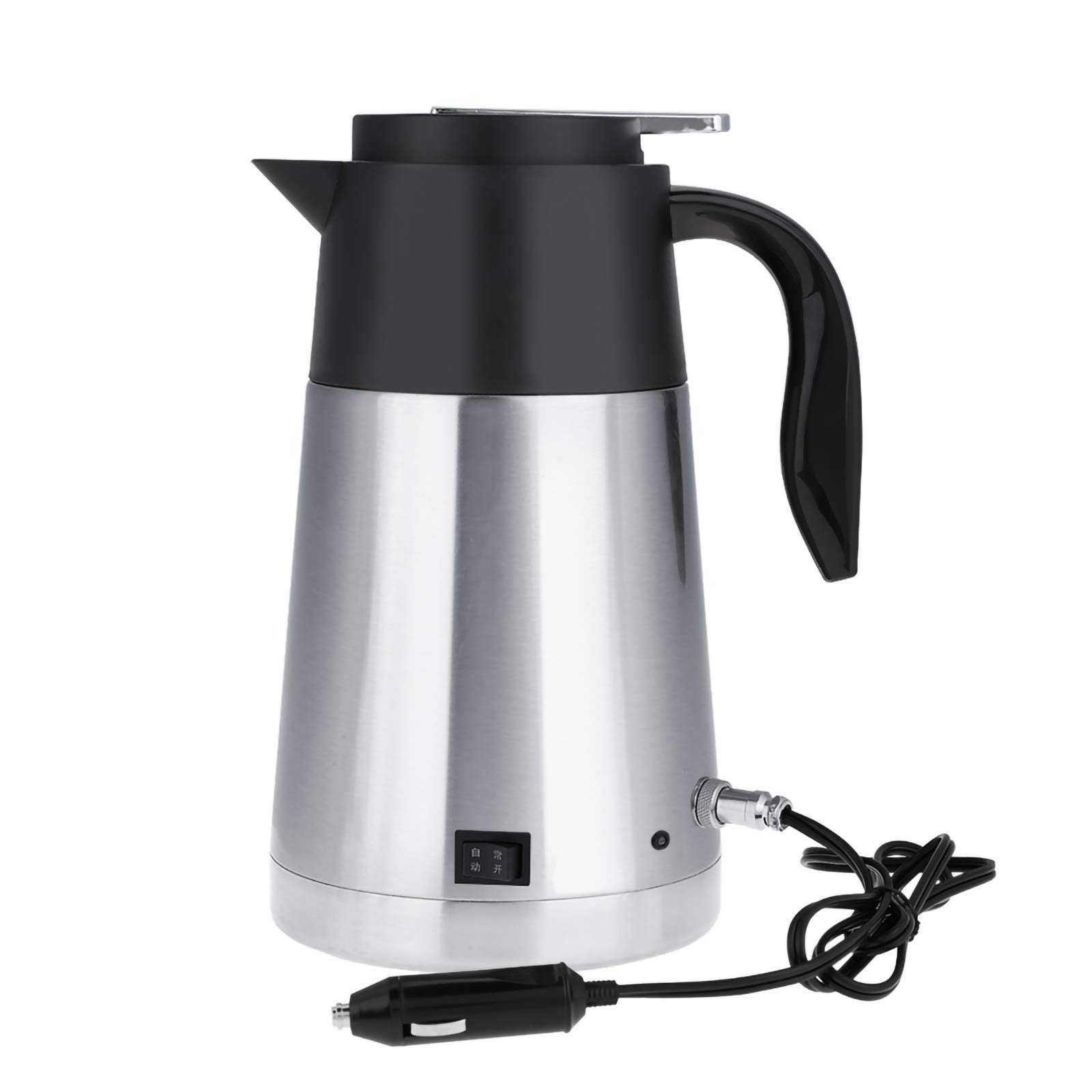 iFCOW 12V/24V 1300ml Stainless Steel Electric Kettle for Car & Truck - Portable Travel Water Heater Cup for Coffee, Tea & Instant Meals - Perfect for Road Trips, Camping & Office Use