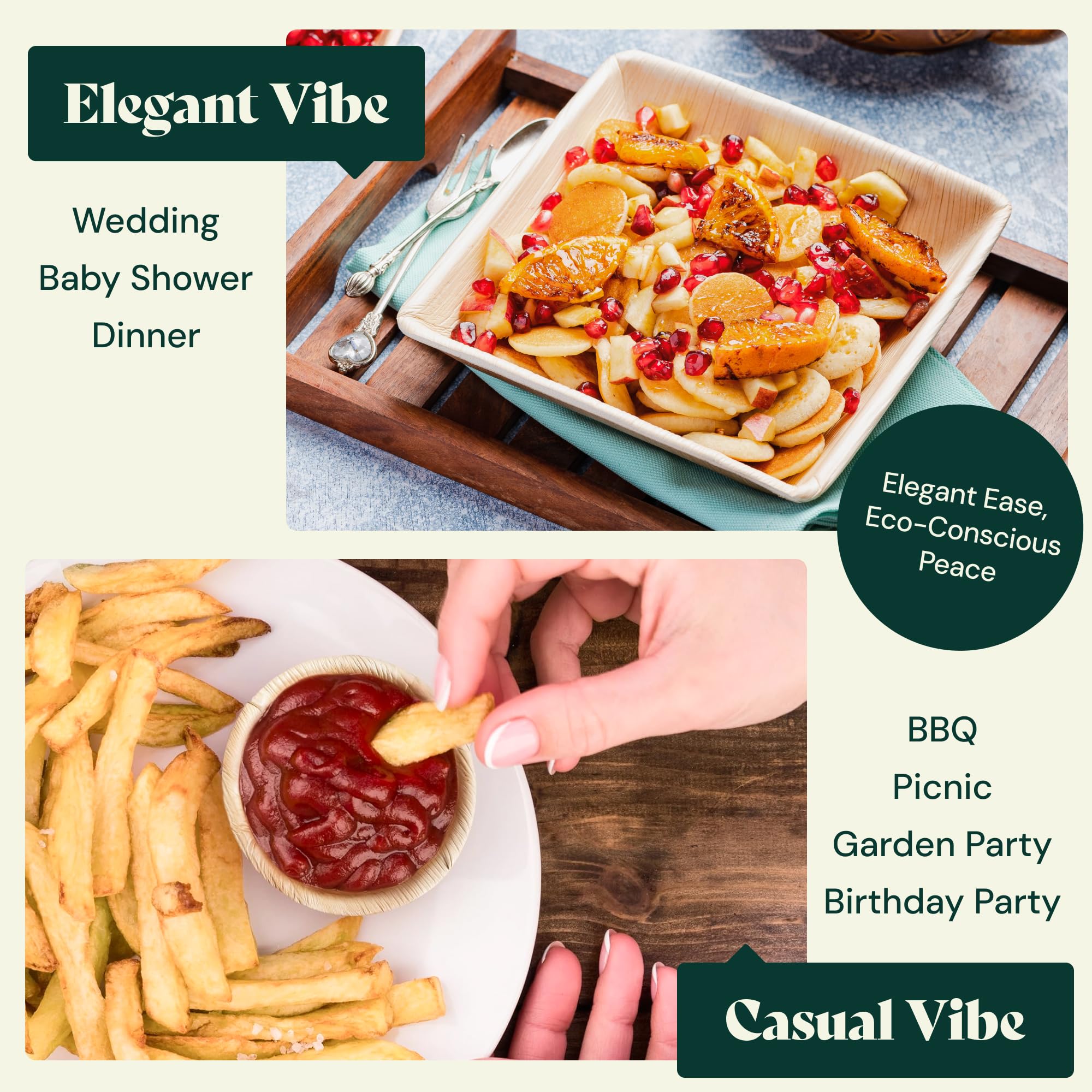 Eco-Friendly 3 Inch Square Mini Palm Leaf Plates (50 Pack) - 100% Compostable & Biodegradable Disposable Dinnerware for Weddings, Parties, Events - Perfect for Cocktail Appetizers, Desserts & Small Bites