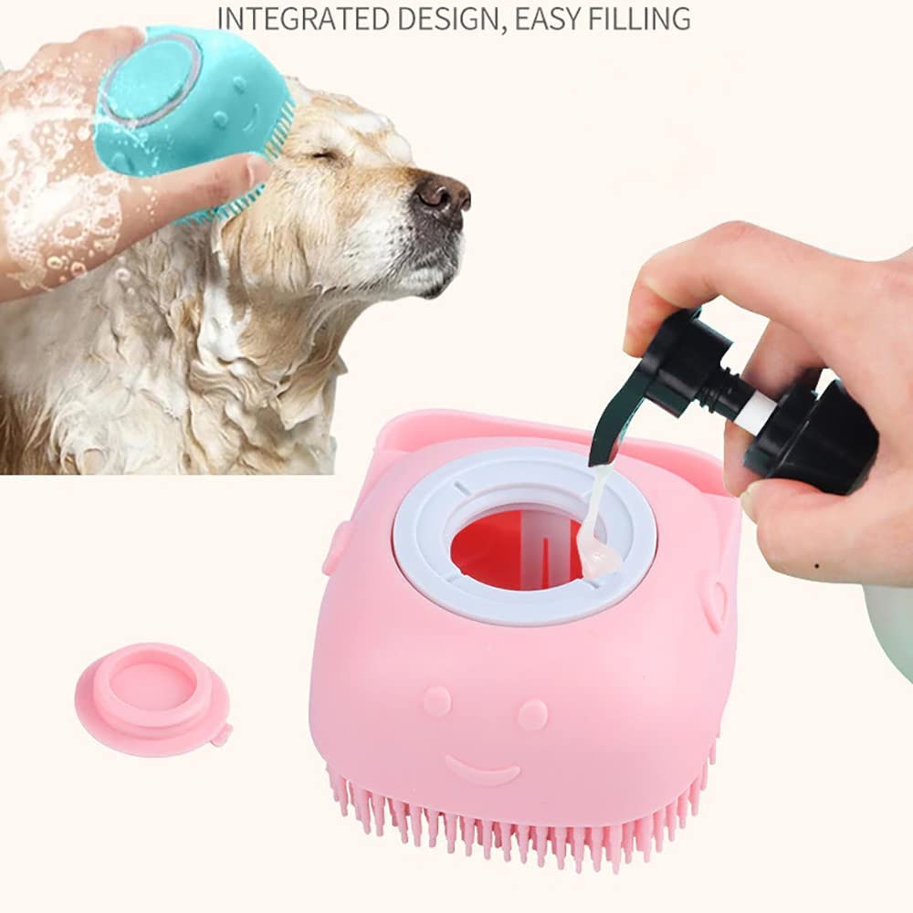Premium Silicone Pet Grooming Brush for Dogs & Cats - Gentle Massage & Hair Removal Tool for Short & Long Hair Pets - Perfect for Bath Time & Daily Brushing (Pink) - Great for Shedding Control & Coat Shine