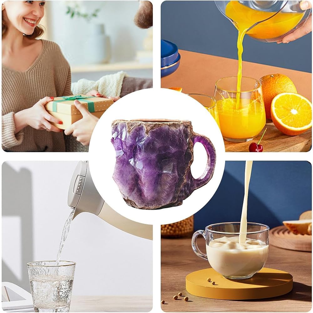Resin Coffee Mug with Crystal Spoon & Pendant - Home & Office Use (Blue)