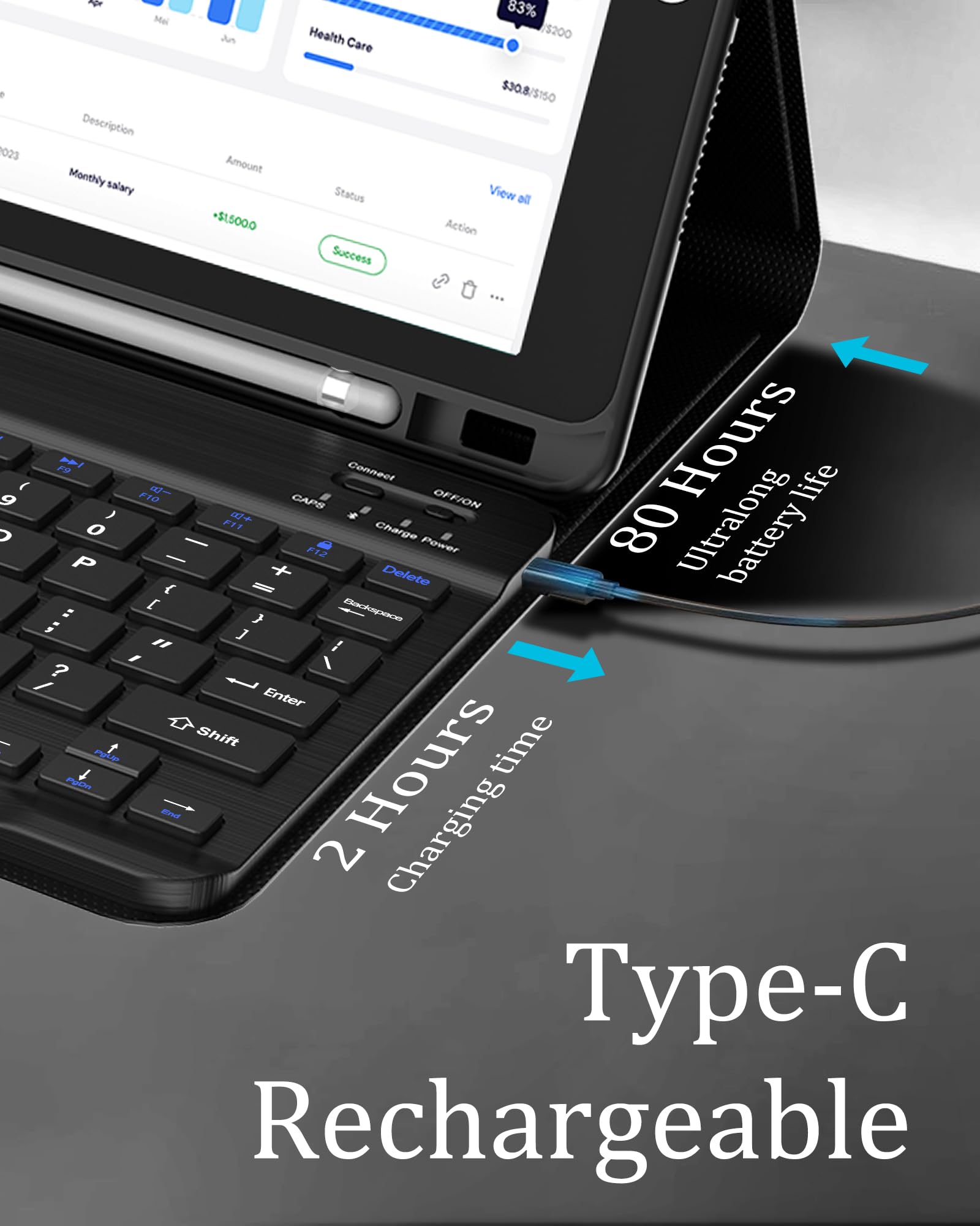 Premium Detachable Wireless Keyboard Case for iPad 9th/8th/7th Gen 10.2