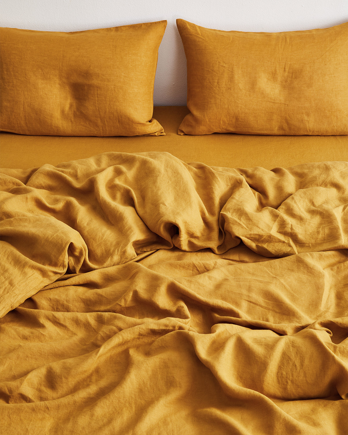 100% Pure French Flax Linen Duvet Cover Set - Natural Turmeric Color - Breathable & Hypoallergenic Bedding for Luxury Master Bedroom or Guest Room