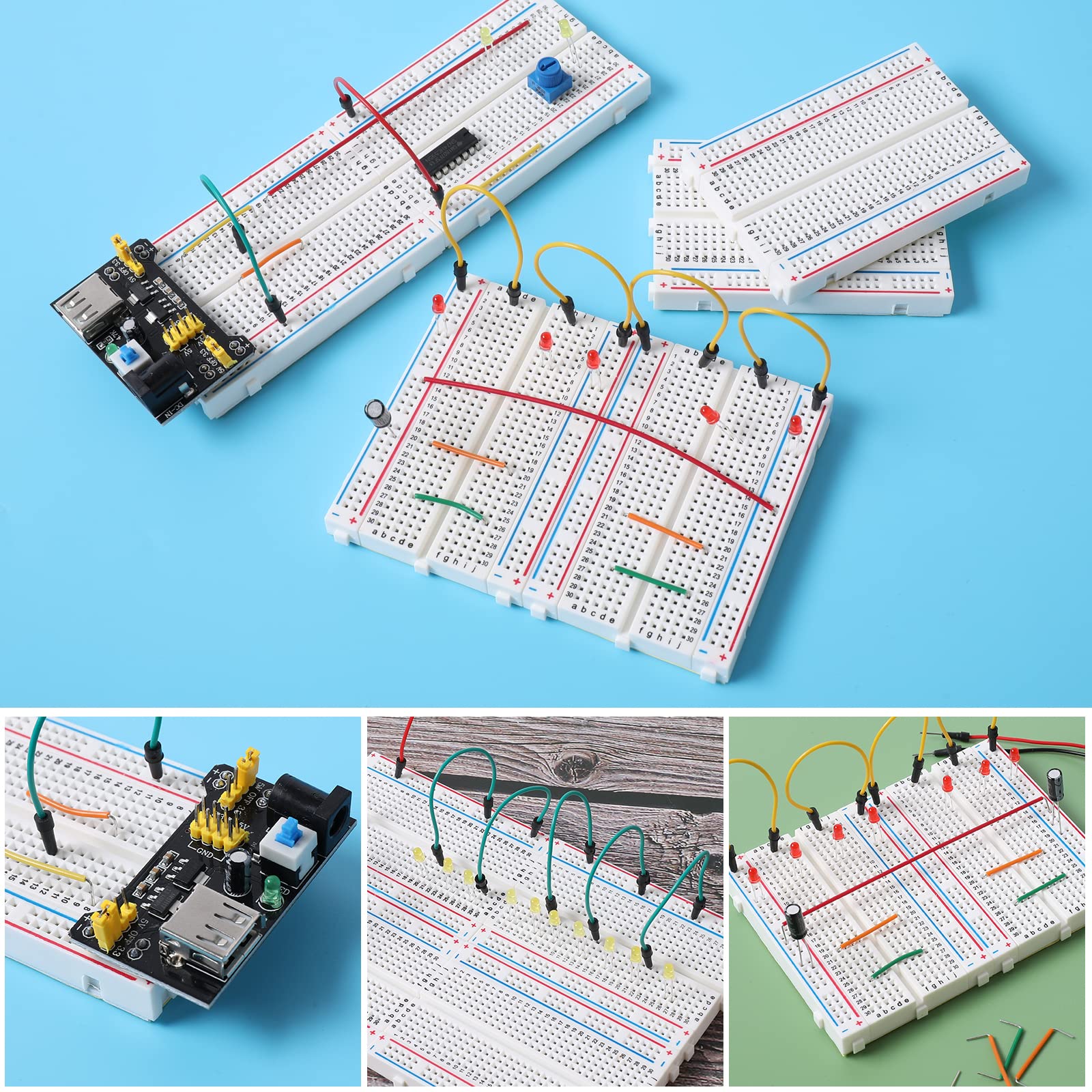 6-Piece 400-Pin Solderless Breadboard Set for Raspberry Pi & Arduino Projects - Prototype Circuit Board Kit for DIY Electronics, Robotics, and STEM Learning