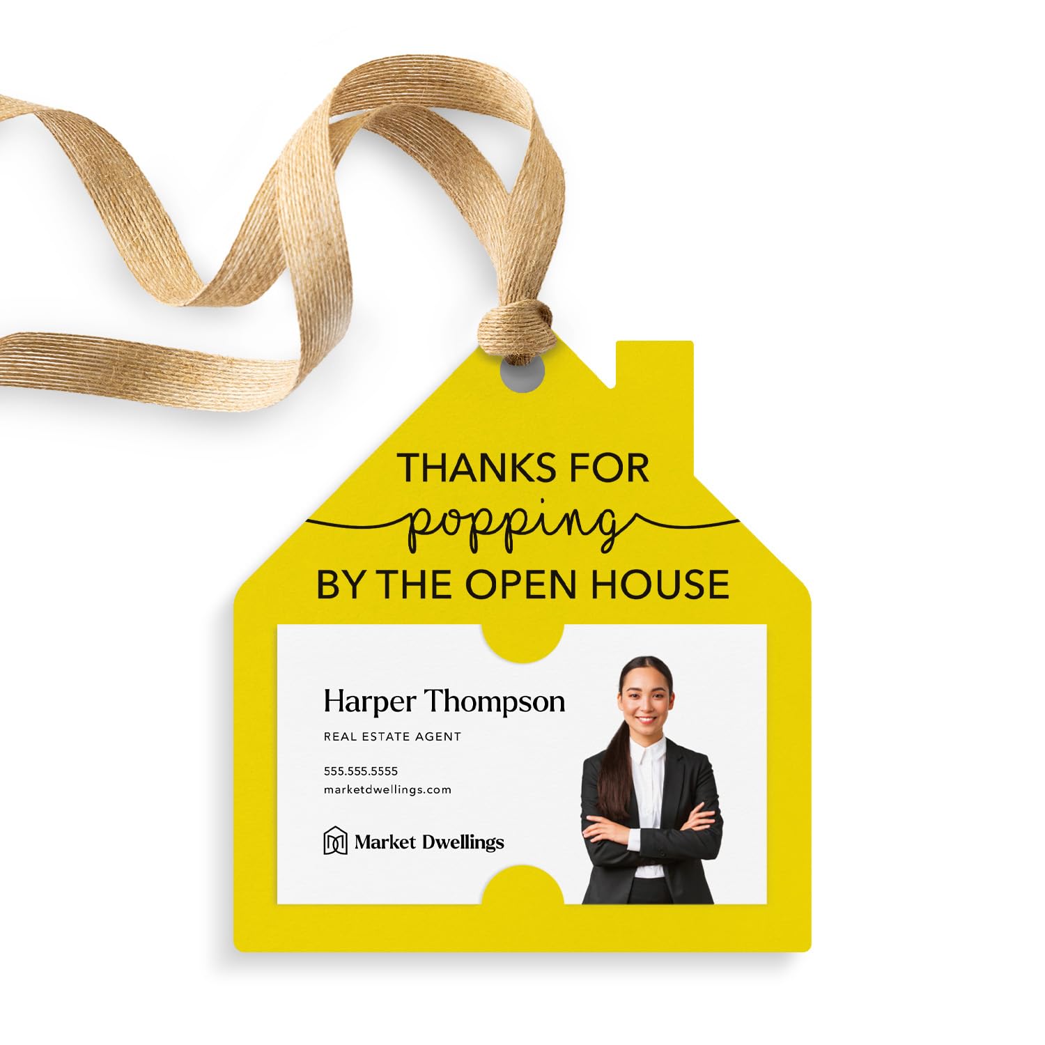 House Shaped Pop By Gift Tag - 26-GT004 | Open House Party Favors, Real Estate Agent Appreciation Gifts, New Home Celebration Thank You Cards