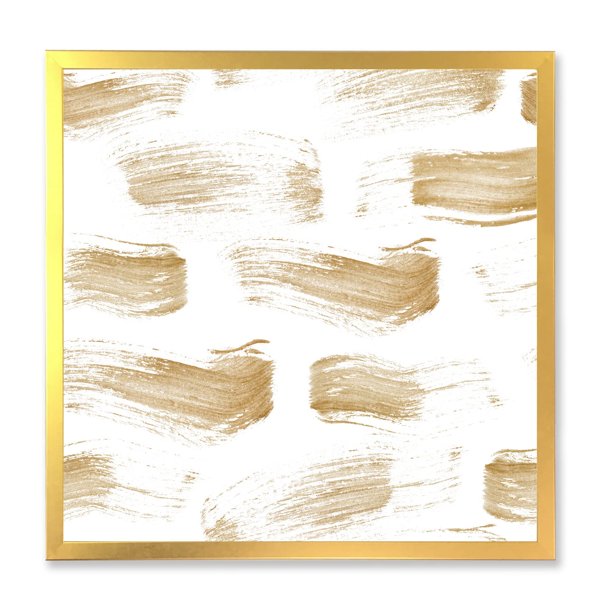 DesignQ Golden Abstract Strokes Modern Framed Wall Art - Contemporary Home Decor for Living Room, Bedroom & Office - Premium Canvas Painting for Stylish Interior Design