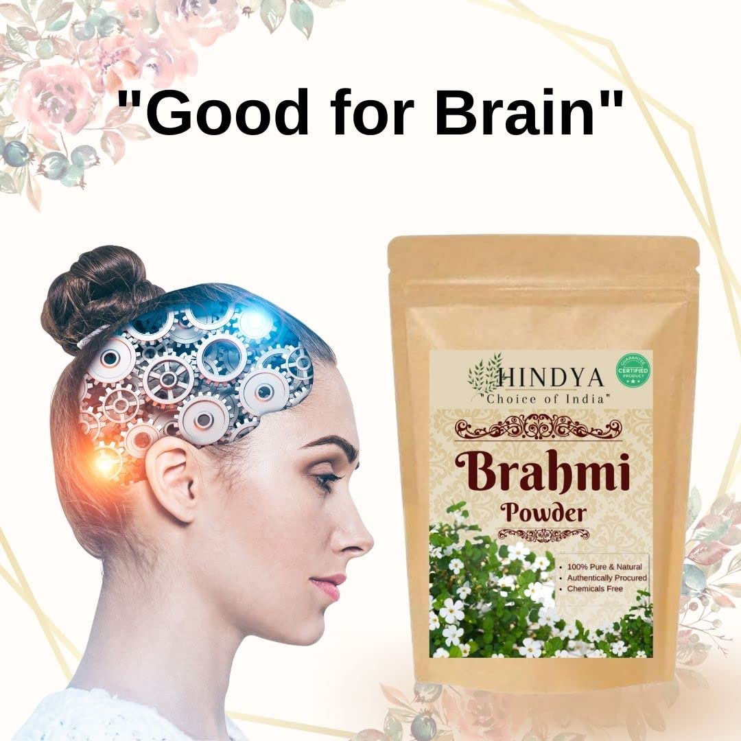 Hindya Ayurvedic 100% Organic Brahmi Powder (Bacopa Monnieri) - 100G for Hair Cleanser & Scalp Care | Natural Unscented Herbal Supplement for Hair Growth & Strength | Perfect for DIY Hair Masks & Ayurvedic Treatments
