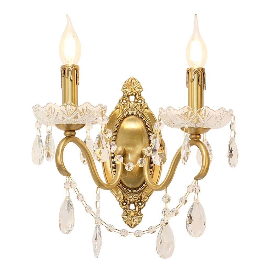 European Style Copper Crystal Wall Lamps - Decorative Candlestick Wall Lights for Living Room, Bedroom & Bedside Lighting | Indoor Wall Mount Light Fixture for Home Decor & Ambient Lighting
