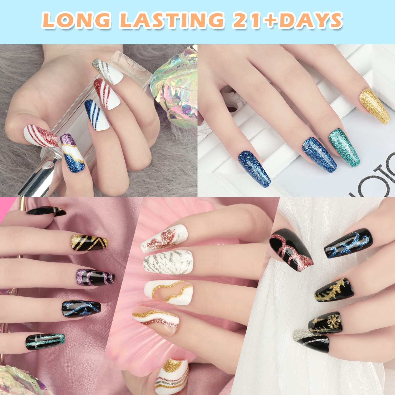 12 Colors Gel Nail Polish Set - Long Lasting Glitter & Cream Nail Gel Kit with Nail Brush for DIY Nail Art | Perfect for Home Manicures, Salon Use & Gift Giving