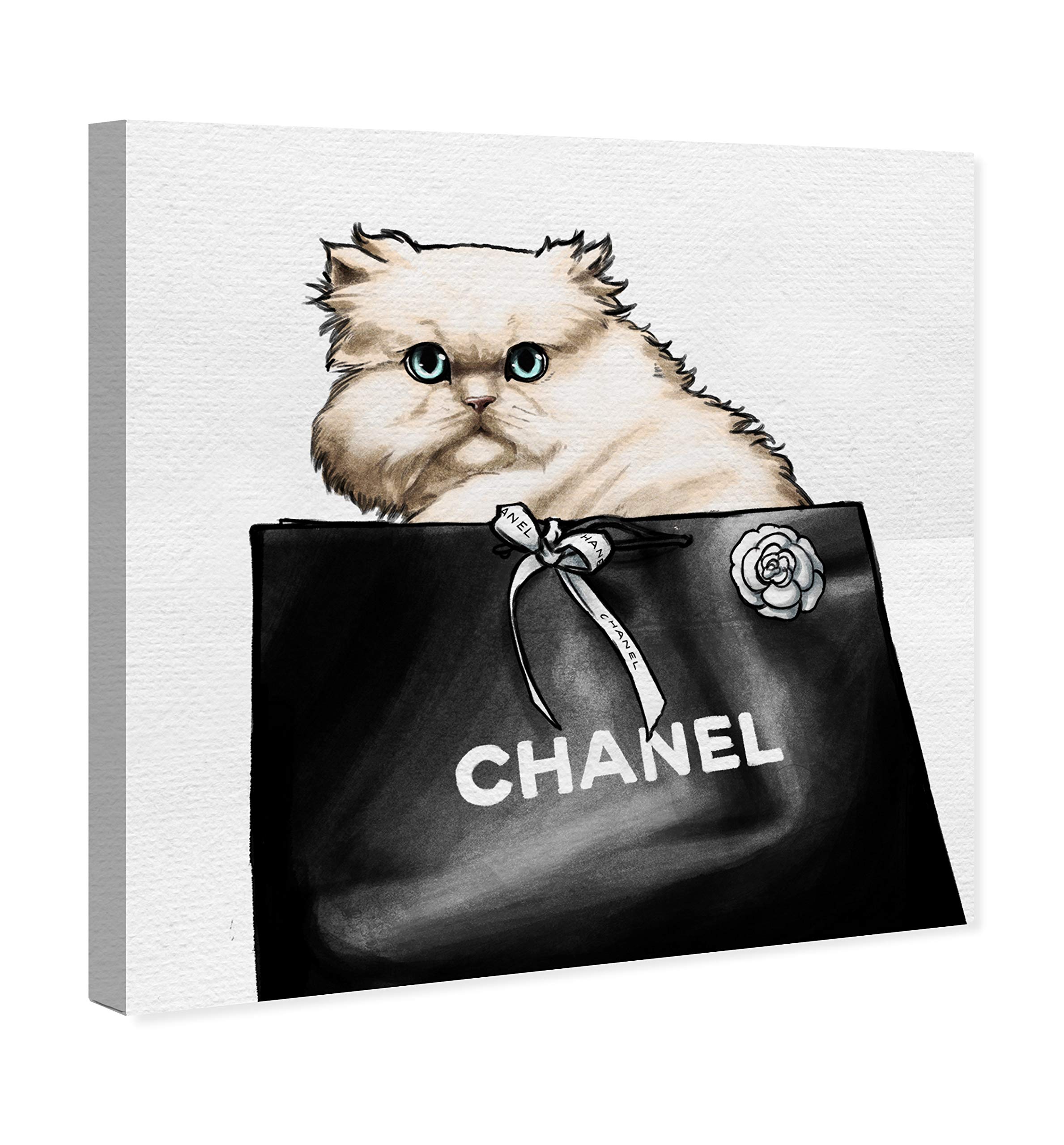 Oliver Gal Artist Co. 'Feline Glam' Fashion Wall Art Canvas Print - 20x20 Inch Modern Home Decor in Black & White - Perfect for Living Room, Bedroom or Office Wall Decor