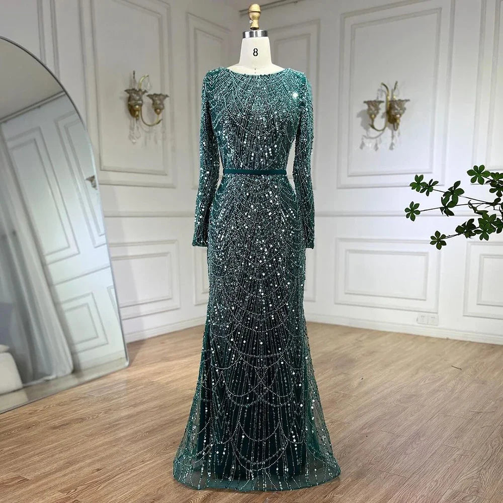 Luxury Muslim Hijab Mermaid Long Cape Evening Dress for Women - Dubai Arabia Wedding Party Gown 2025 LA72032M | Elegant Formal Wear for Special Occasions & Celebrations