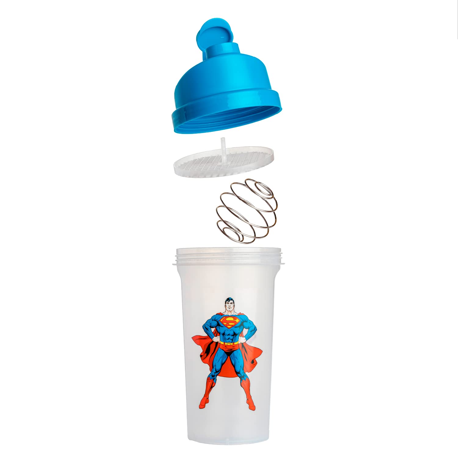 Official DC Comics Superman Protein Shaker Bottle - 23oz BPA-Free Fitness Blender Cup for Gym, Workouts & Superhero Fans - Perfect for Protein Shakes, Smoothies & Post-Workout Drinks