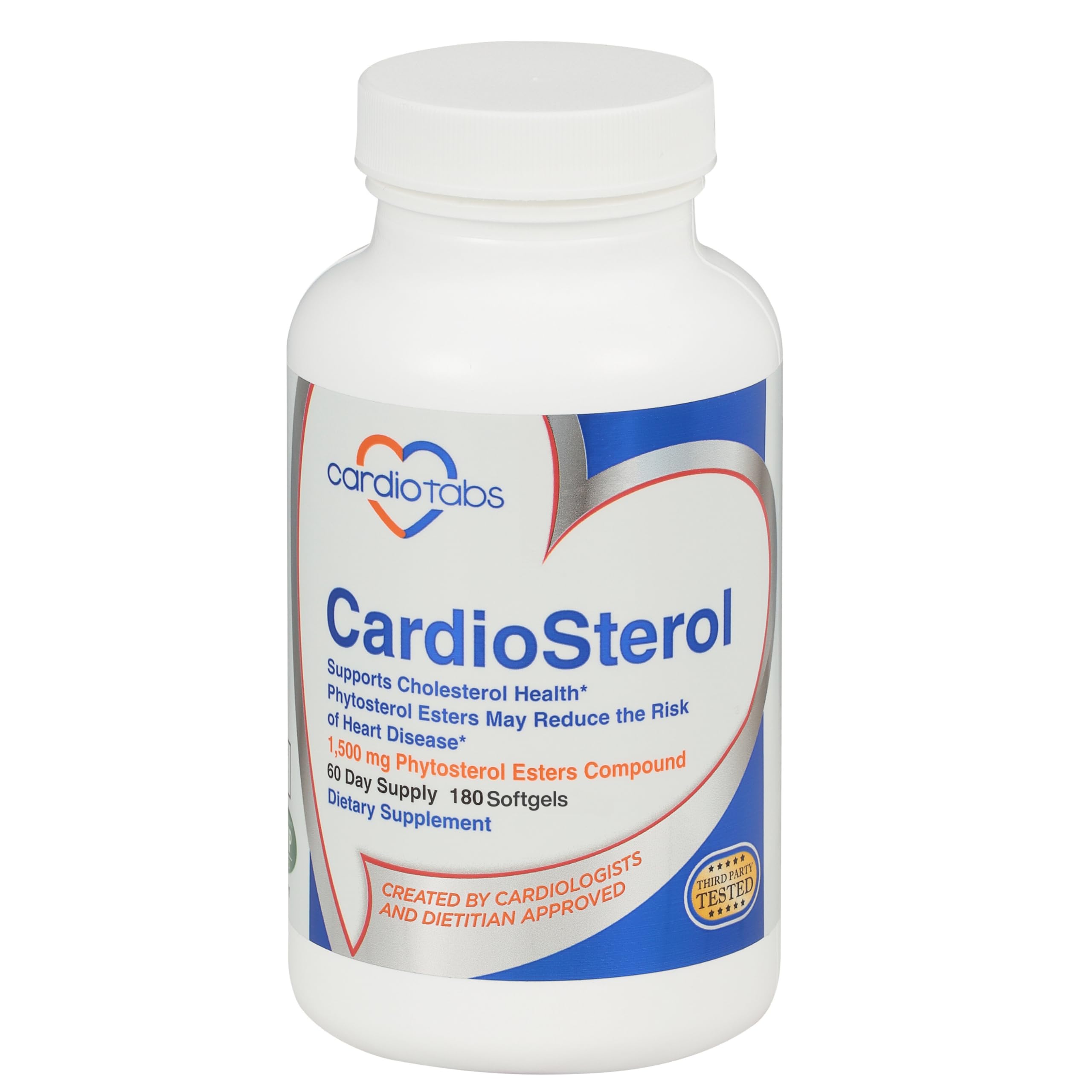 CardioSterol Plant-Based Phytosterol Esters & Fish Oil Supplement - 1.5g per Serving, Cholesterol Support with Mixed Tocopherols - 180 Softgels (60 Day Supply) for Heart Health & Cardiovascular Wellness