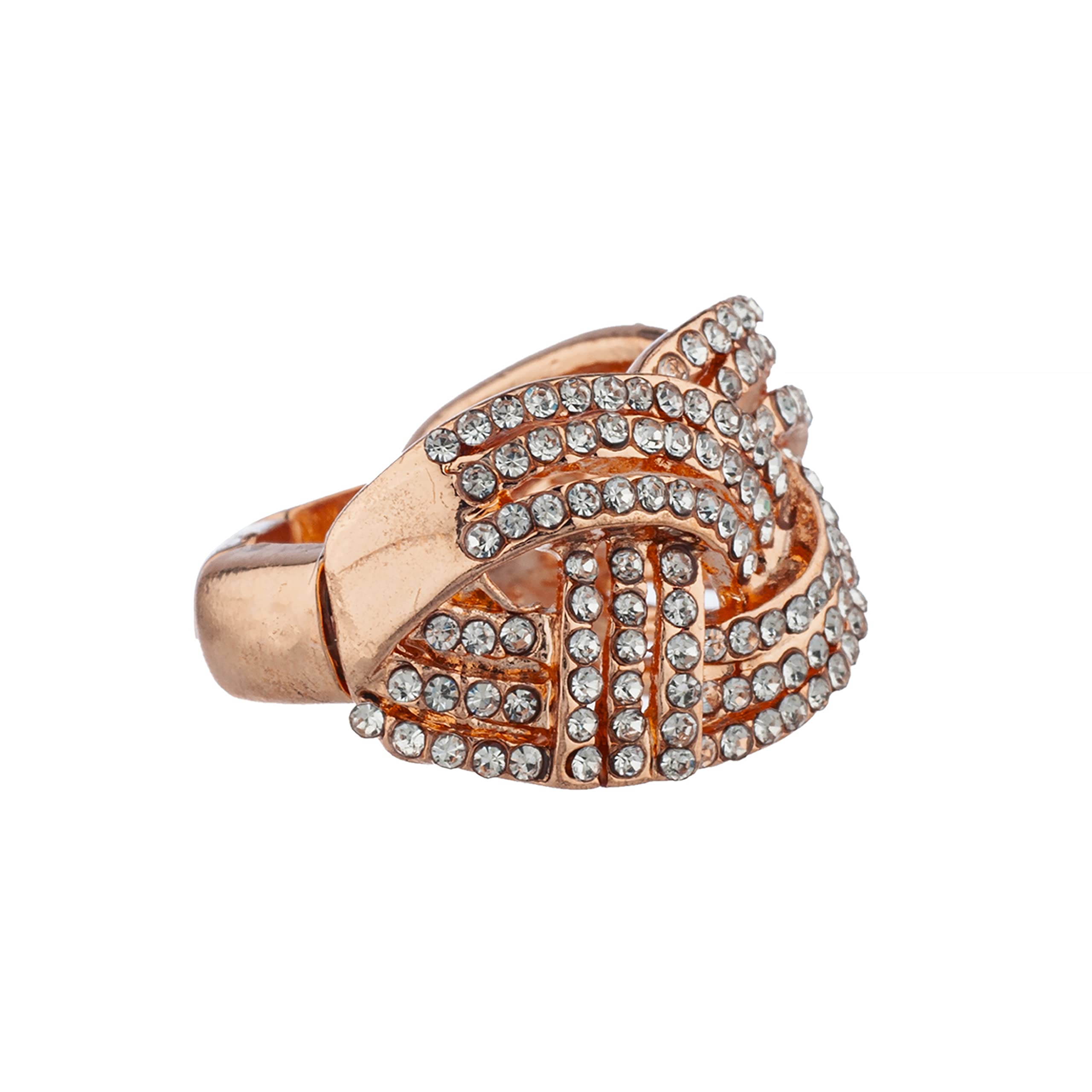 Nicole Miller Rose Gold Crystal Rhinestone Ring for Women | Elegant Party Accessory
