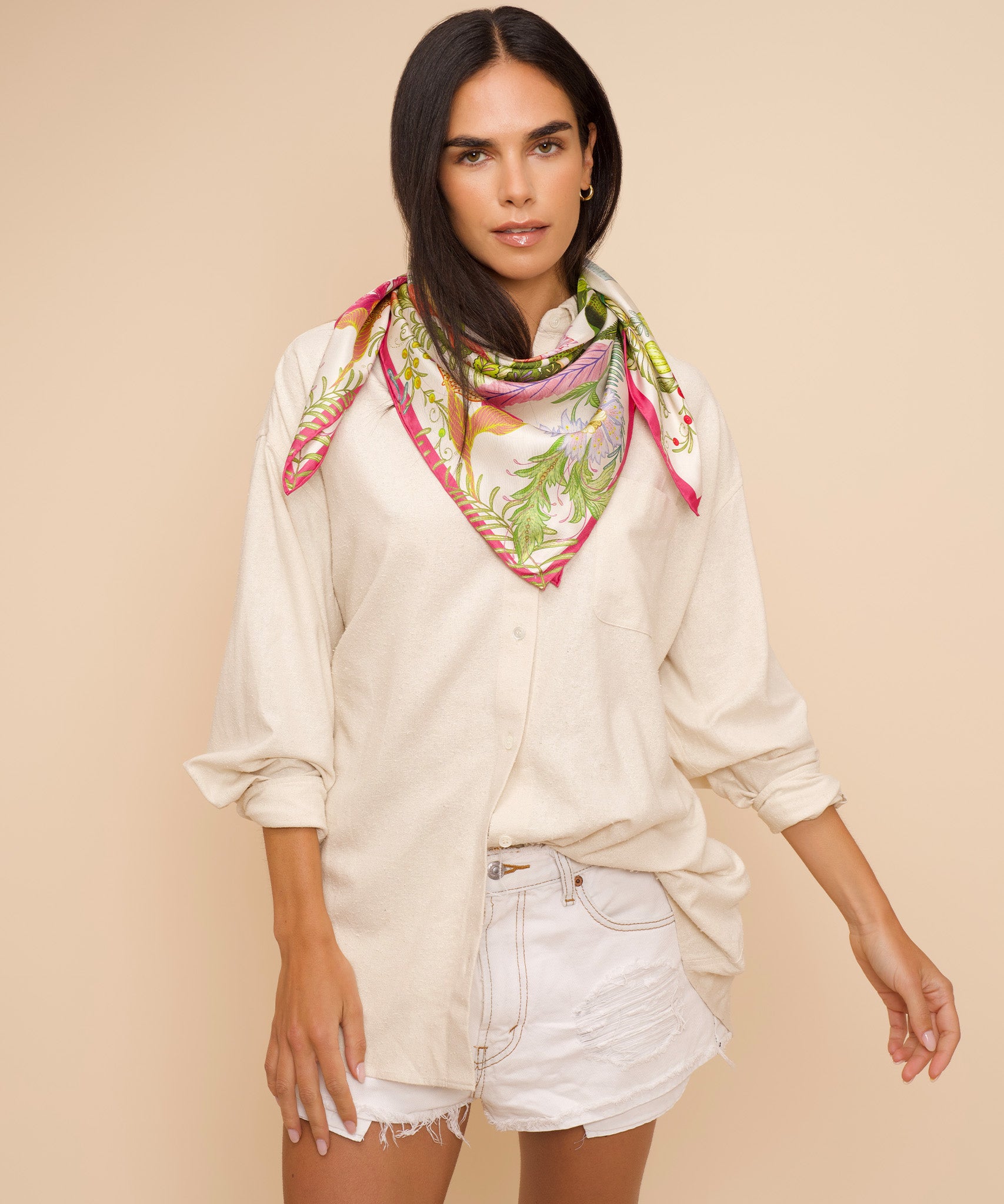 Oasis 35 Silk Square Scarf - Luxury Fashion Accessory for Women, Elegant Square Silk Scarf for Office, Travel & Special Occasions